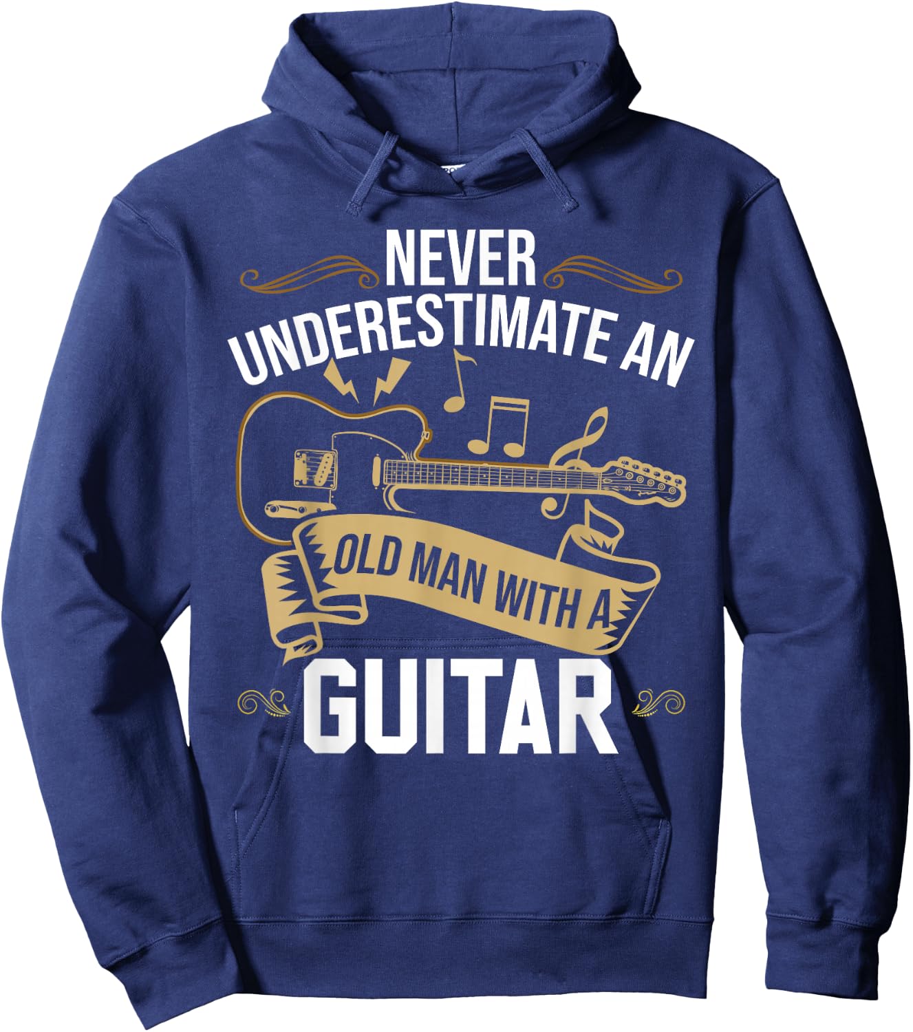 Guitarist Guitar Old Men Guitar Hoodie - Hoodie | Navy