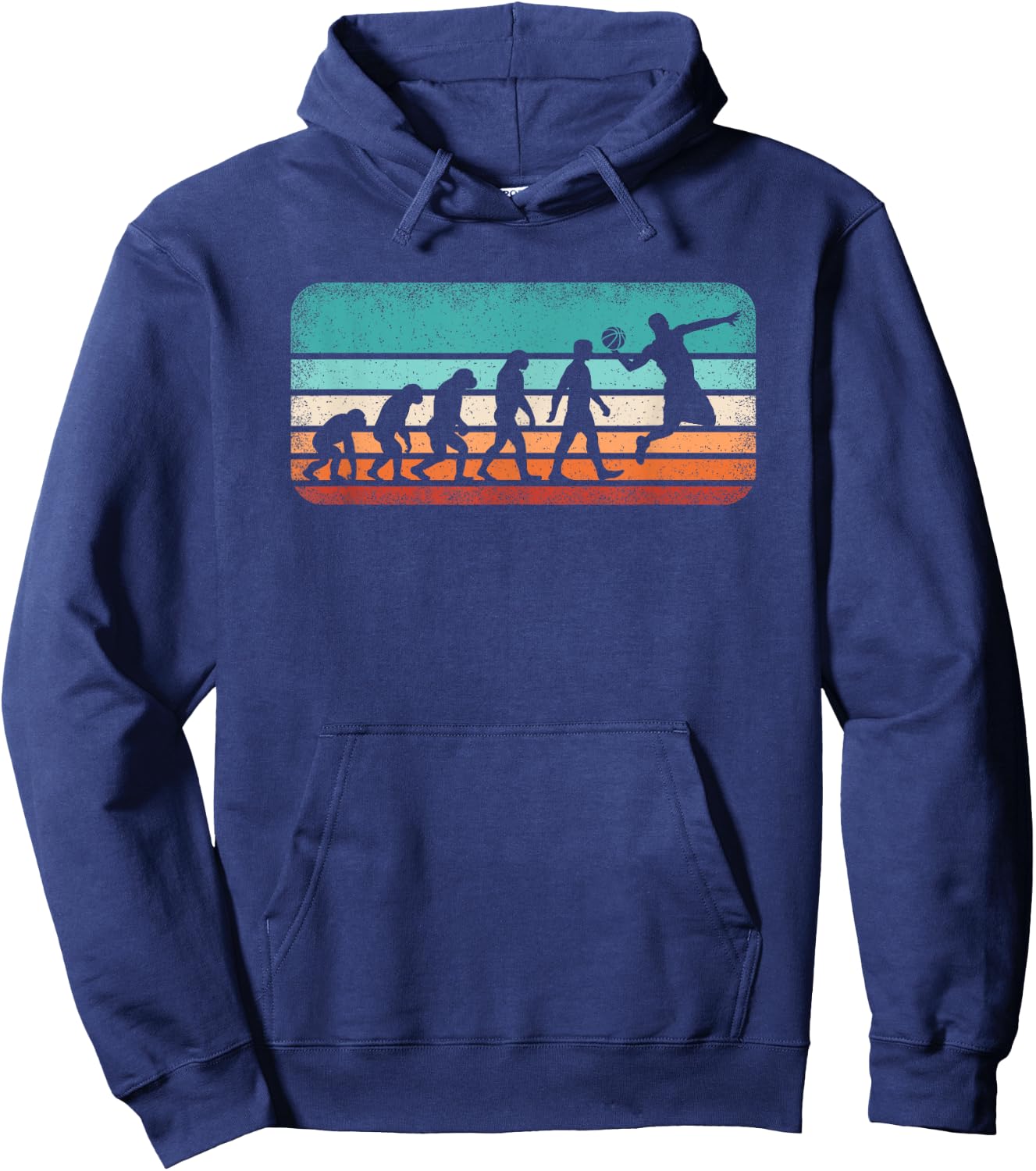 Funny Basketball Evolution Retro Basketball Player Hoodie - Hoodie | Navy