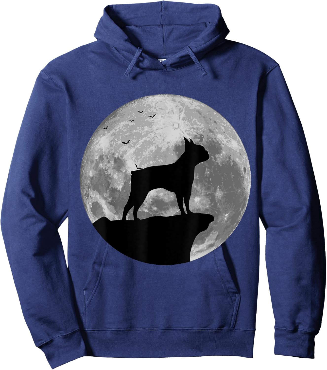 Boston Terrier Silhouette In The Moon Halloween Costume Hoodie - Hoodie | Navy