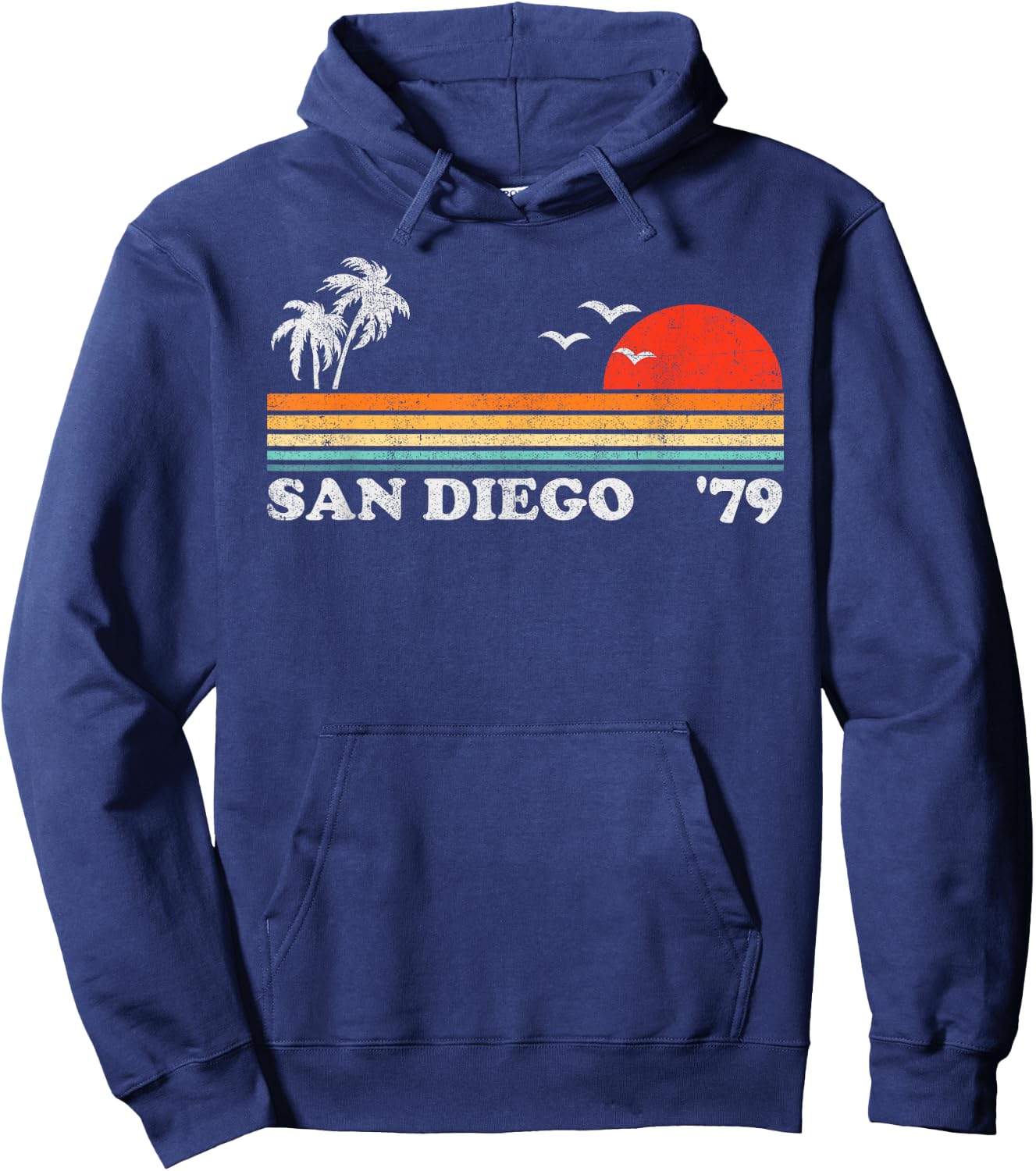 Vintage San Diego California Beach Retro Surfing 70's Gift Women Kids Hoodie - Hoodie | Navy