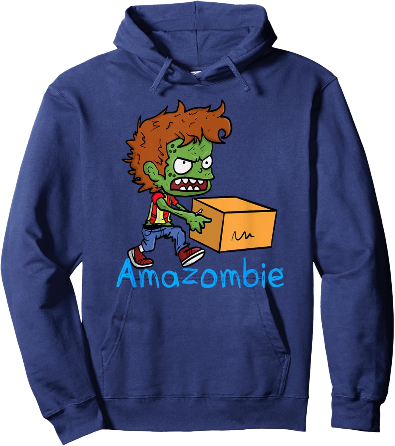 Associate Xave the Amazombie Worker Running With A Box Hoodie - Hoodie | Navy