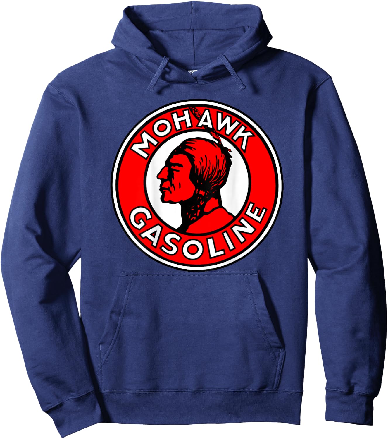 Back Print Only Retro Vintage Gas Station Mohawk Gasoline Hoodie - Hoodie | Navy