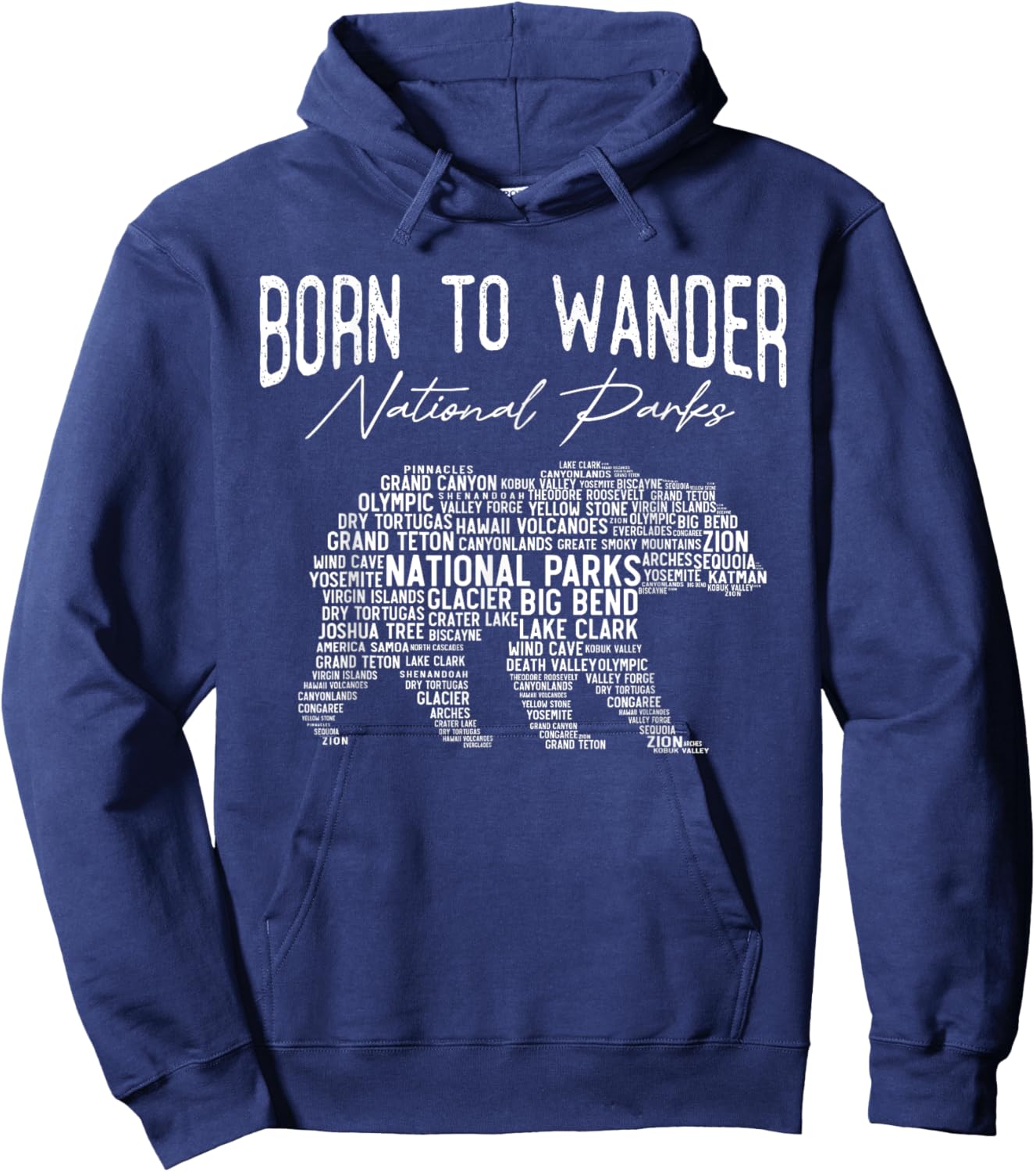 National Parks USA - Bear - Born To Wander National Parks Hoodie - Hoodie | Navy