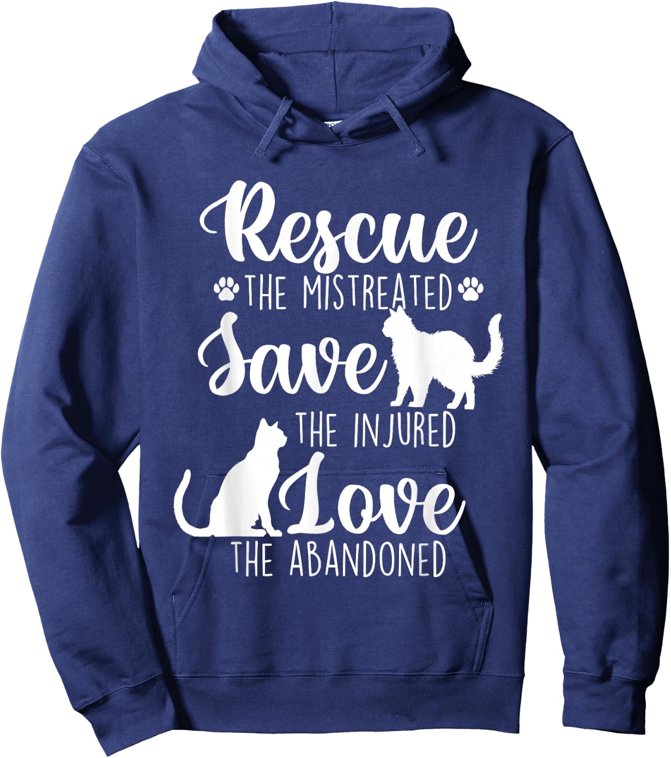 Rescue The Mistreated - Cat Lover Kitty Owner Kitten Hoodie - Hoodie | Navy