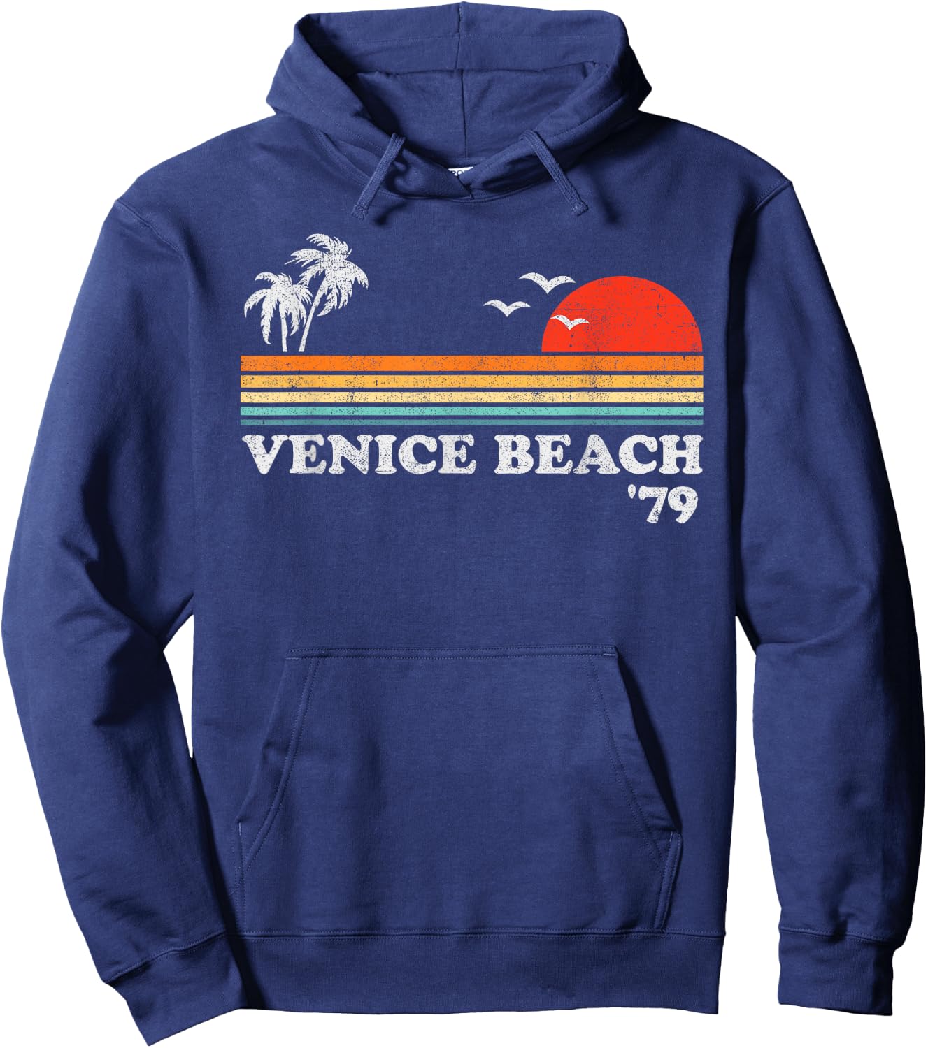 Vintage Venice Beach California Retro Sunset Surf 70's Gift Men Women Kids Hoodie - Hoodie | Navy