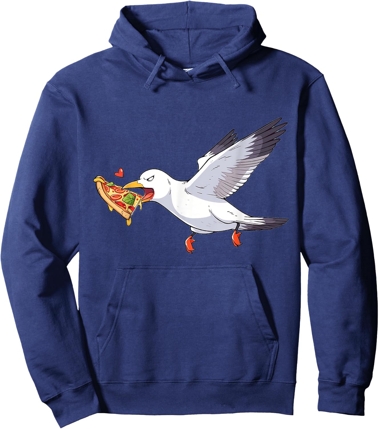 Cranky Seagull Funny Shirt Beach Birds Stealing Pizza Summer Hoodie - Hoodie | Navy