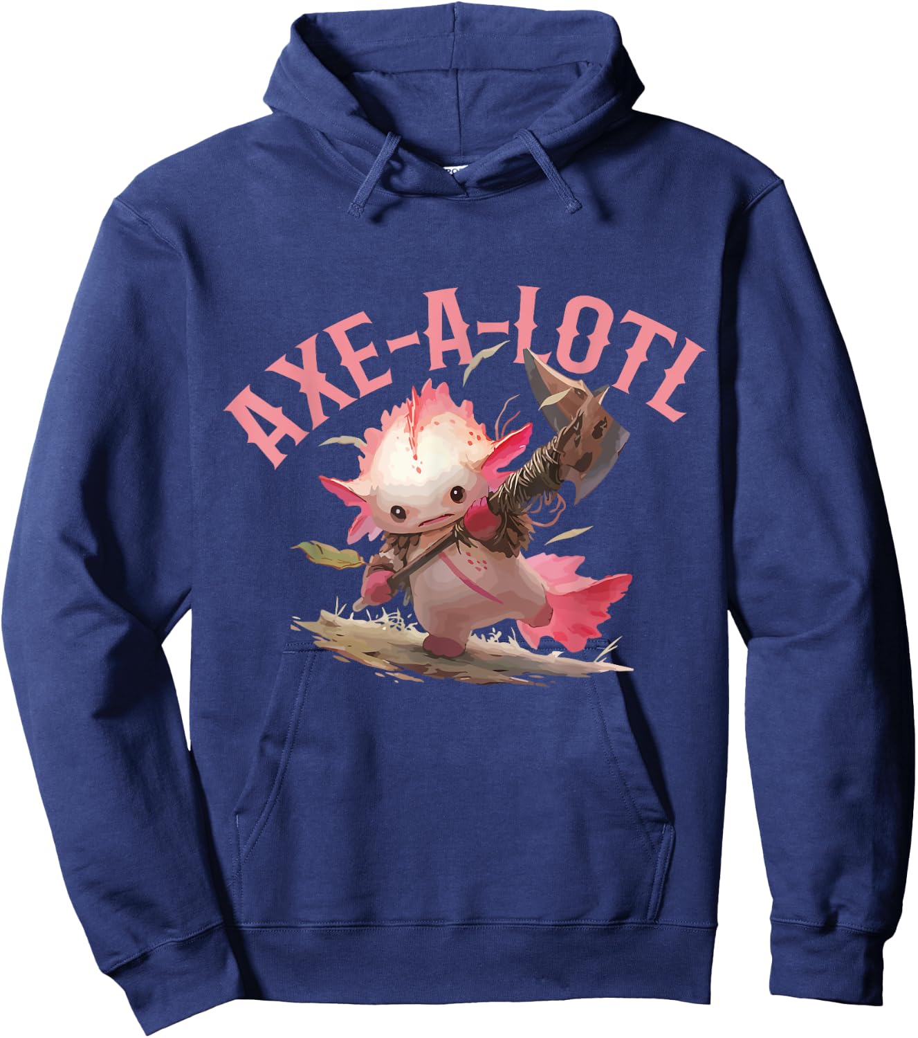 Axolotl Axt-A-Lotl Funny Viking Axe Throwing Lumberjack Hoodie - Hoodie | Navy