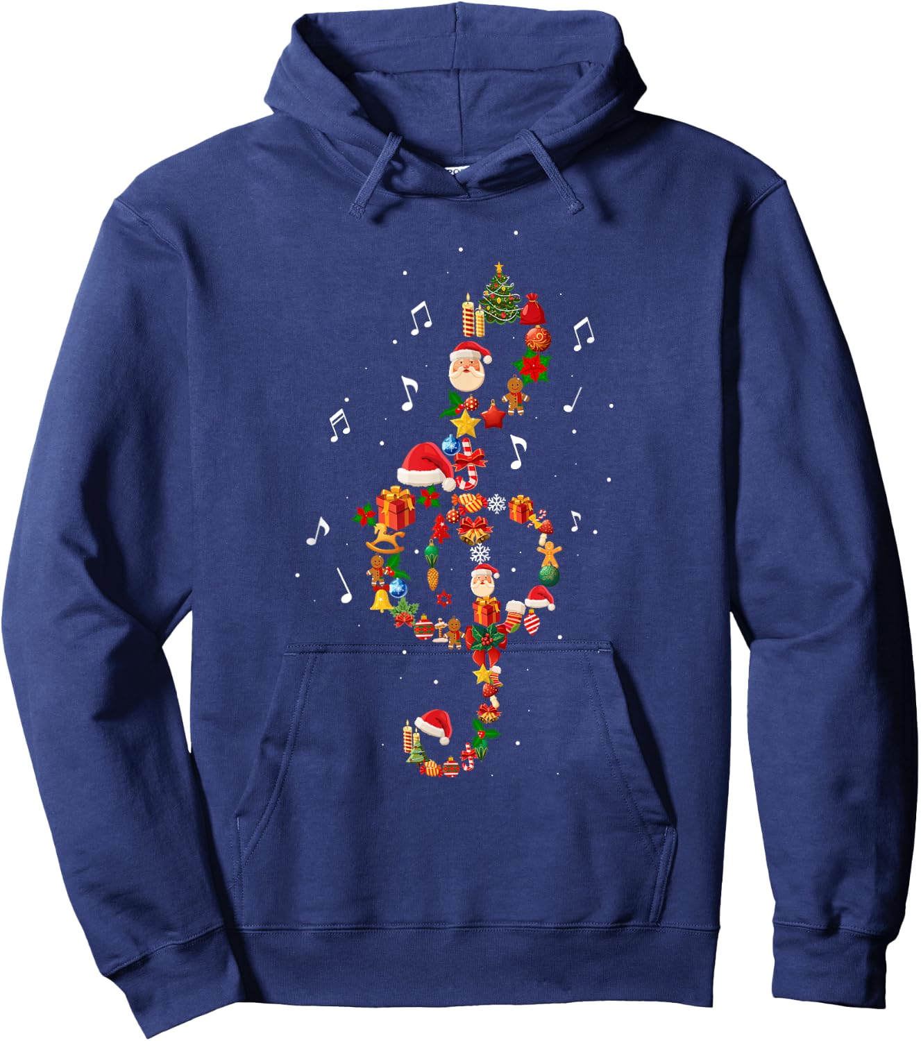 Christmas Musical Note Music Lover Teacher Sing Carols Jesus Hoodie - Hoodie | Navy