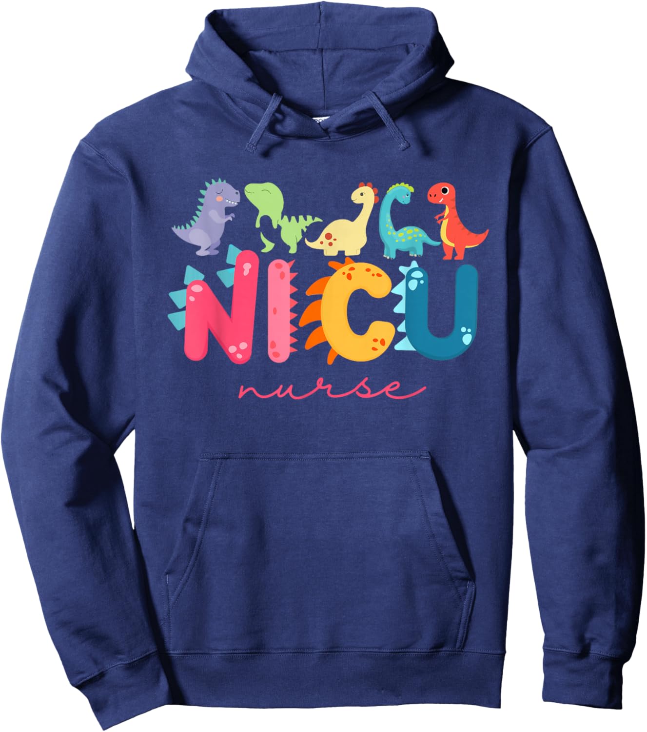 NICU Nurse ICU Neonatal Dinosaur Team Tiny Humans for Hoodie - Hoodie | Navy