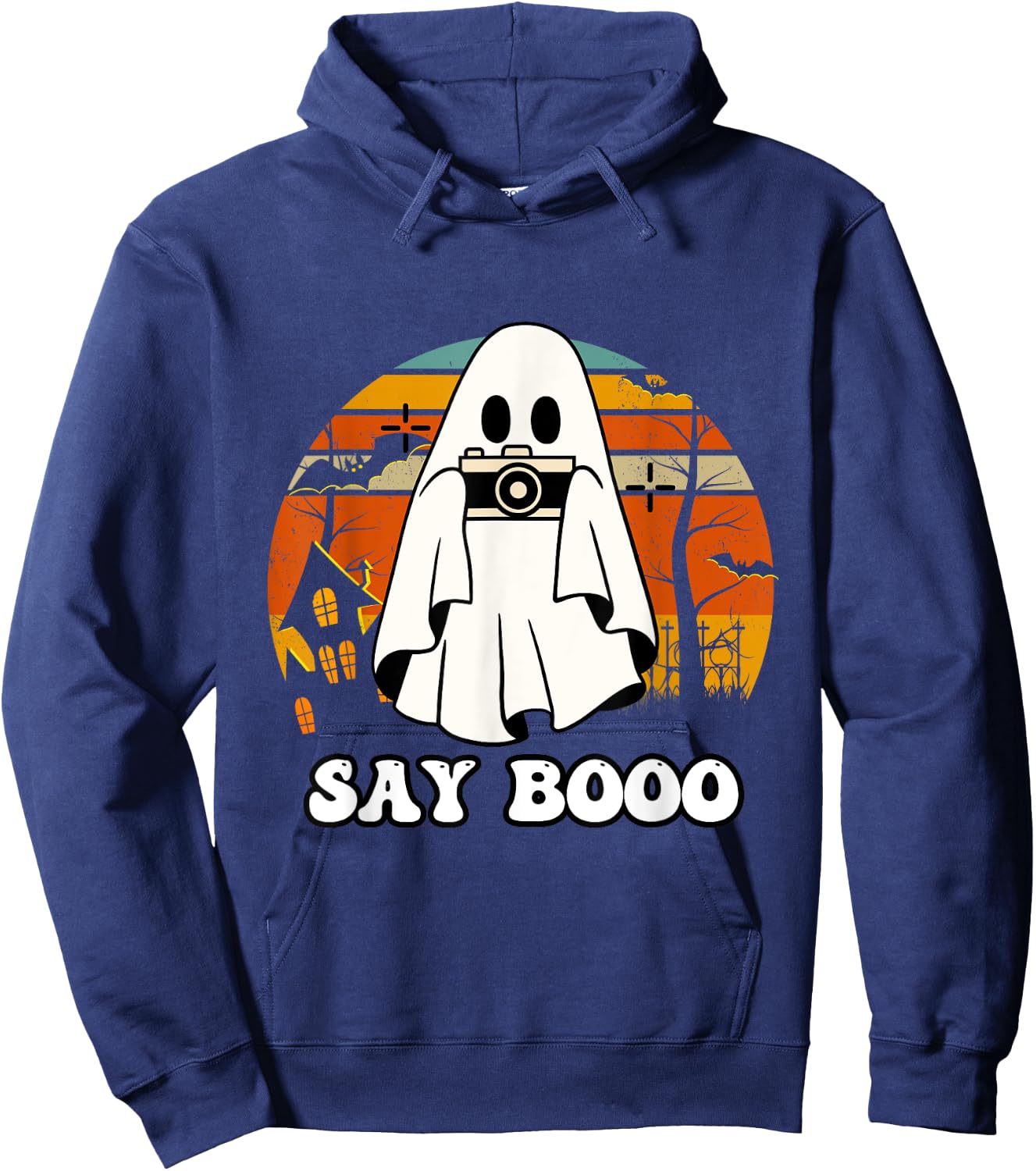 Halloween Photographer Vintage Say Boo Hoodie - Hoodie | Navy