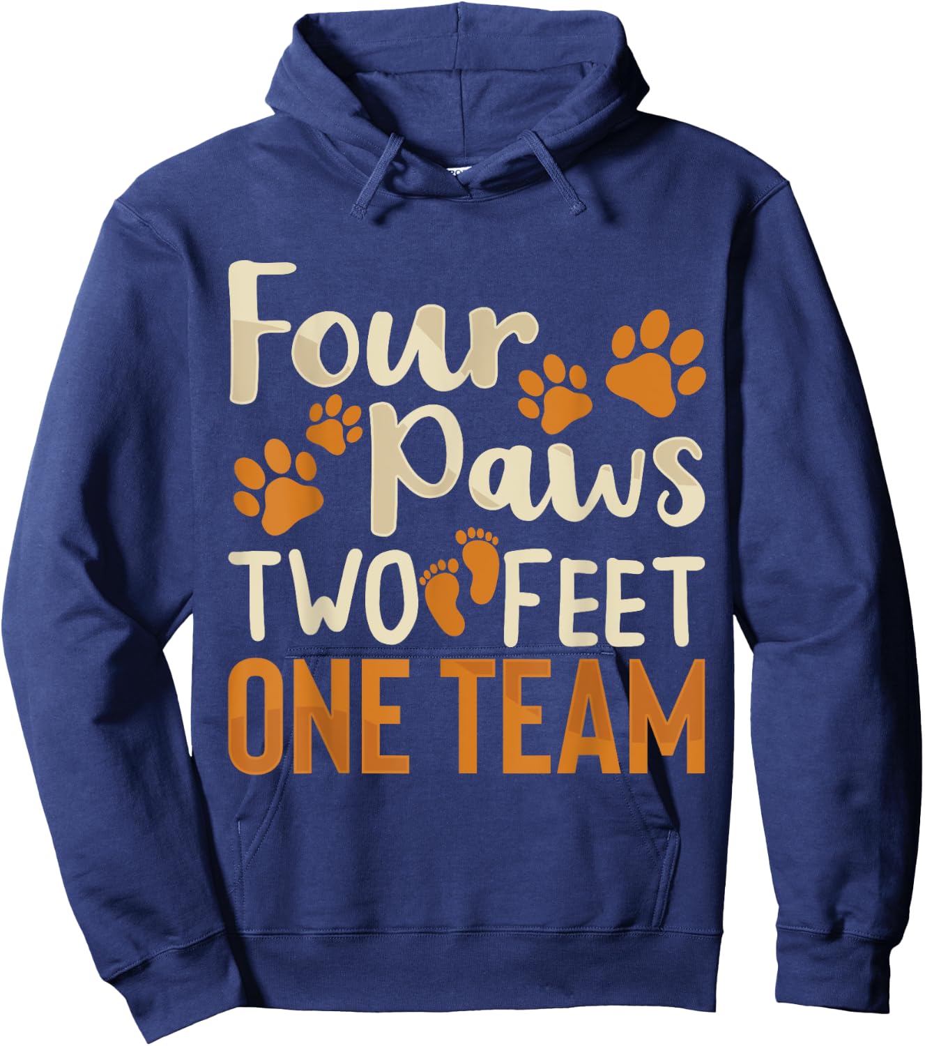Four Paws Two Feet One Team Funny Dog Trainer Training Hoodie - Hoodie | Navy