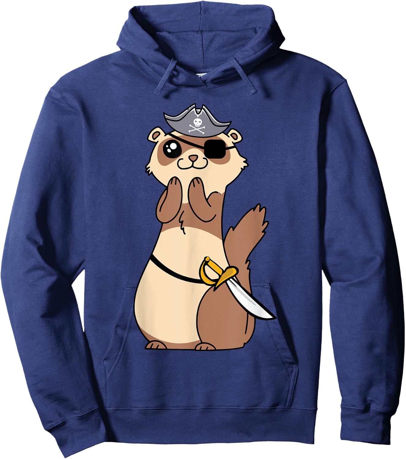 Eye Patch Weasel Kids Pirate Ferret Hoodie - Hoodie | Navy