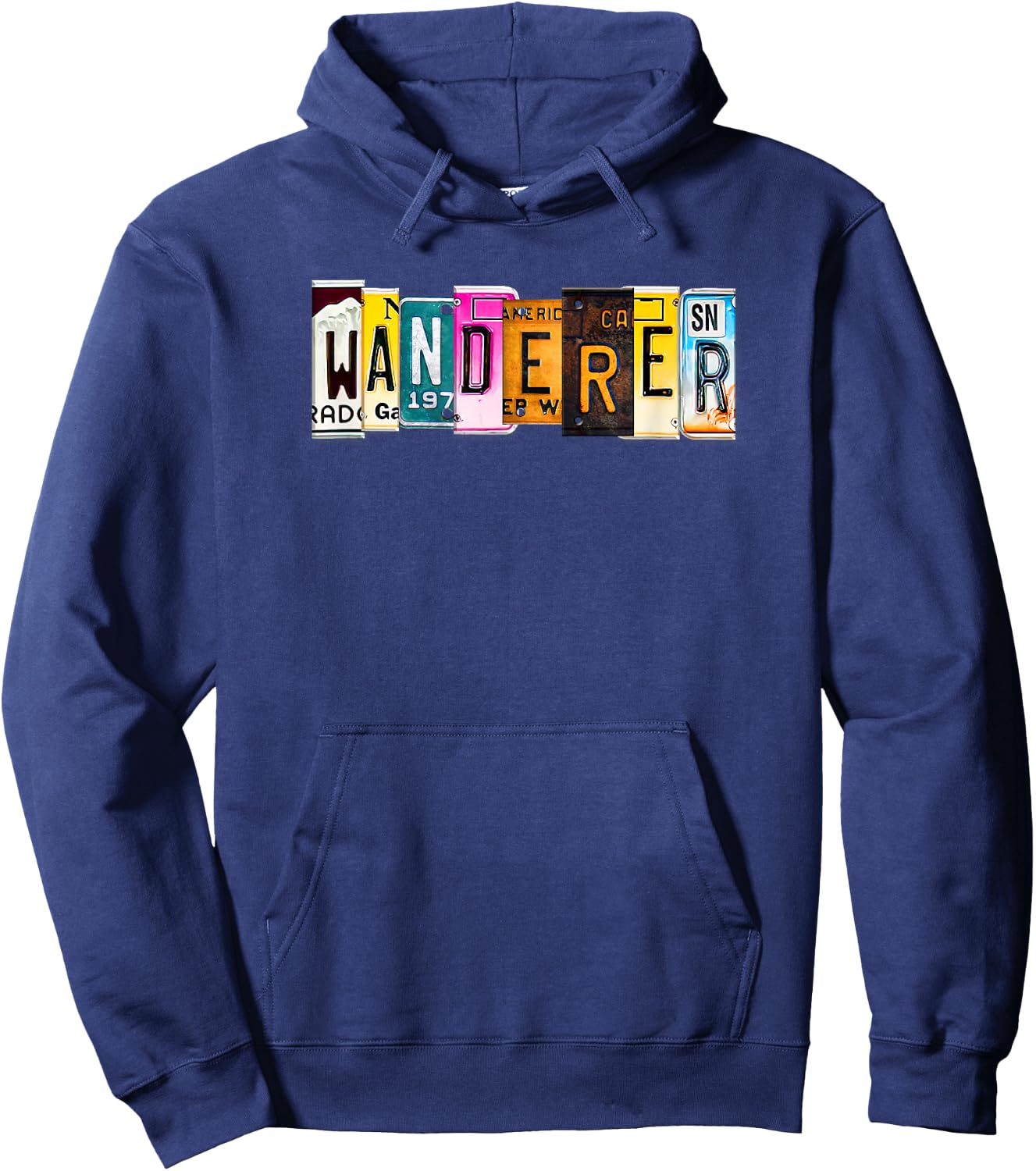 License Plate Wanderer Hiker Camping Crew RV Traveler Hoodie - Hoodie | Navy