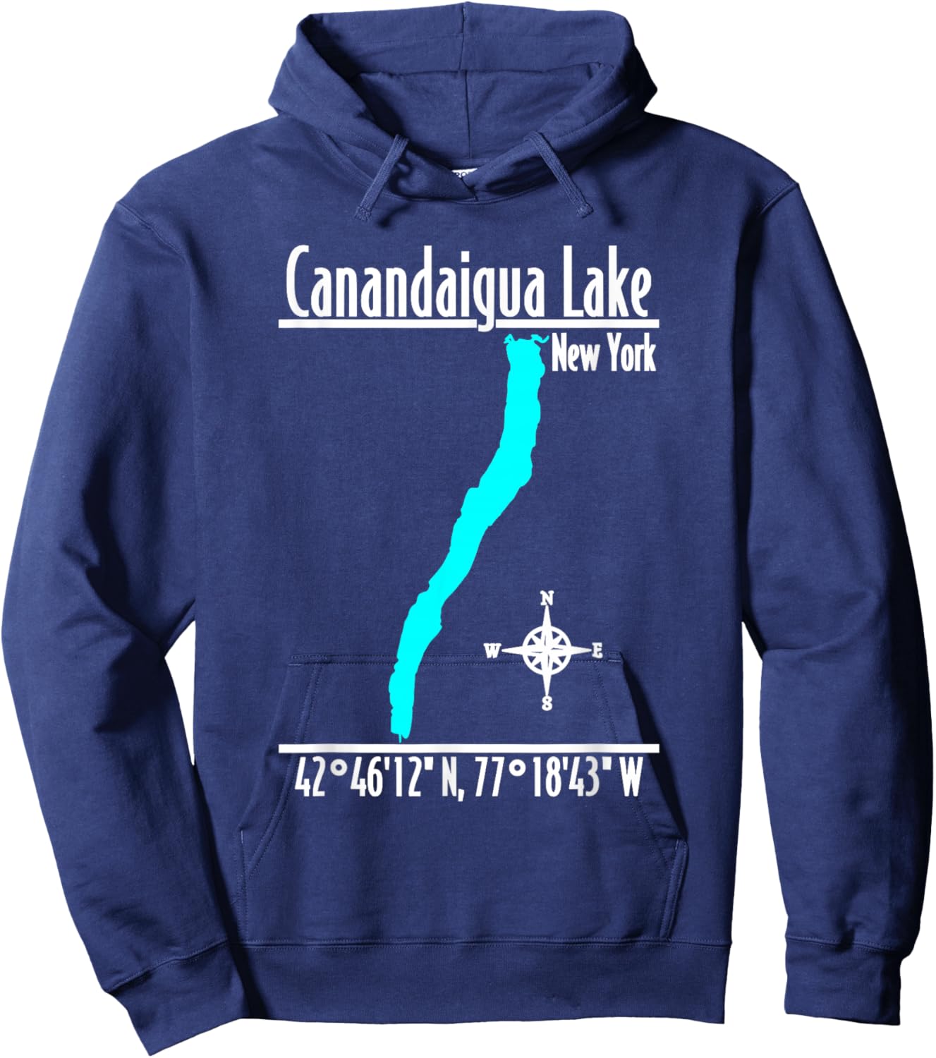 Modern Canandaigua Lake, New York Hoodie - Hoodie | Navy