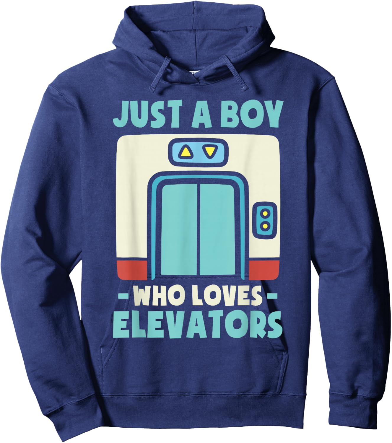 Just a Boy Who Loves Elevators -Kids Elevator Graphic Kids - Black, Small Hoodie - Hoodie | Navy