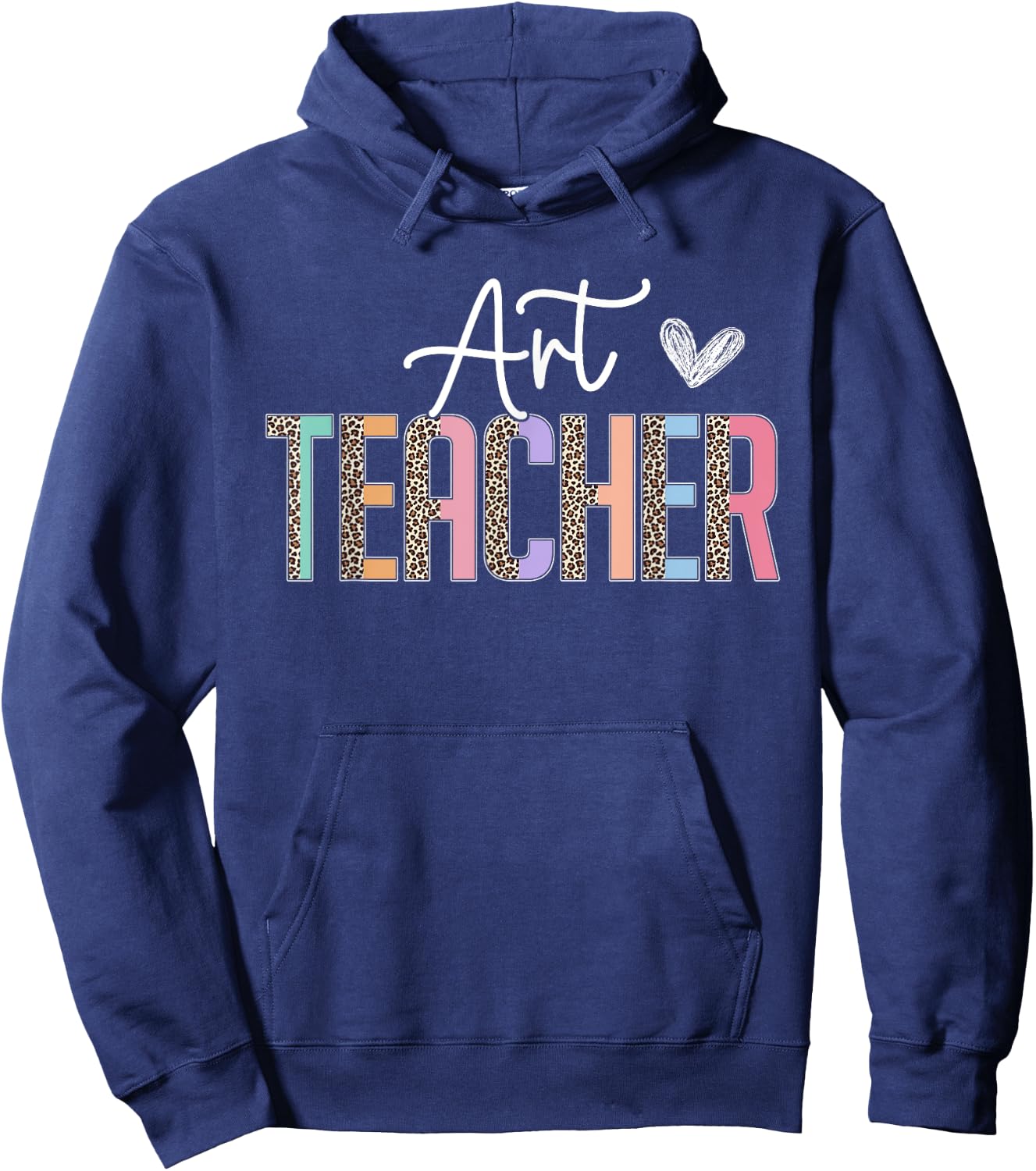 Team Art Teacher Leopard Print Art Teacher Women Girls Kids Hoodie - Hoodie | Navy