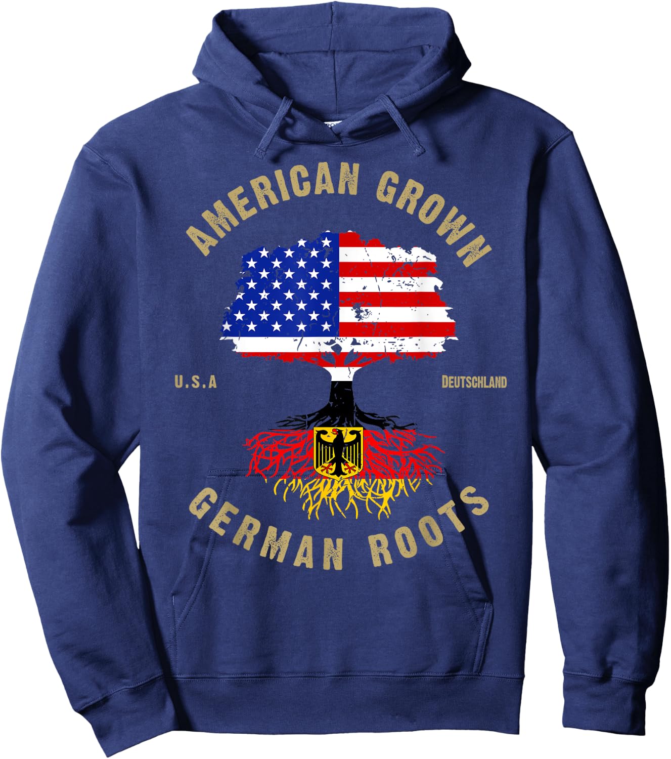 German Roots American Grown German Flag Oktoberfest Hoodie - Hoodie | Navy