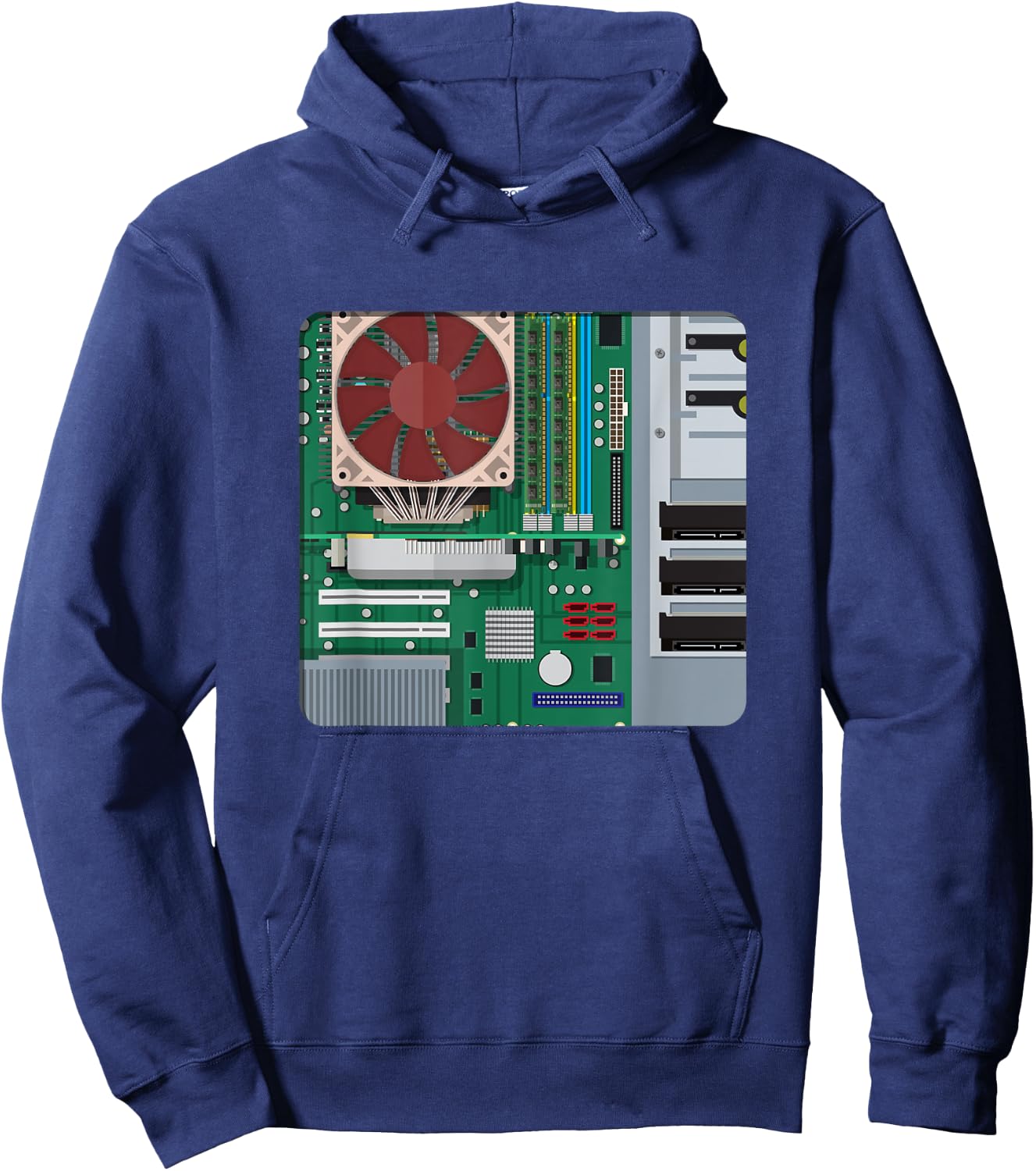 Computer Repair Technicians PC Fans Motherboard Inside Case Hoodie - Hoodie | Navy