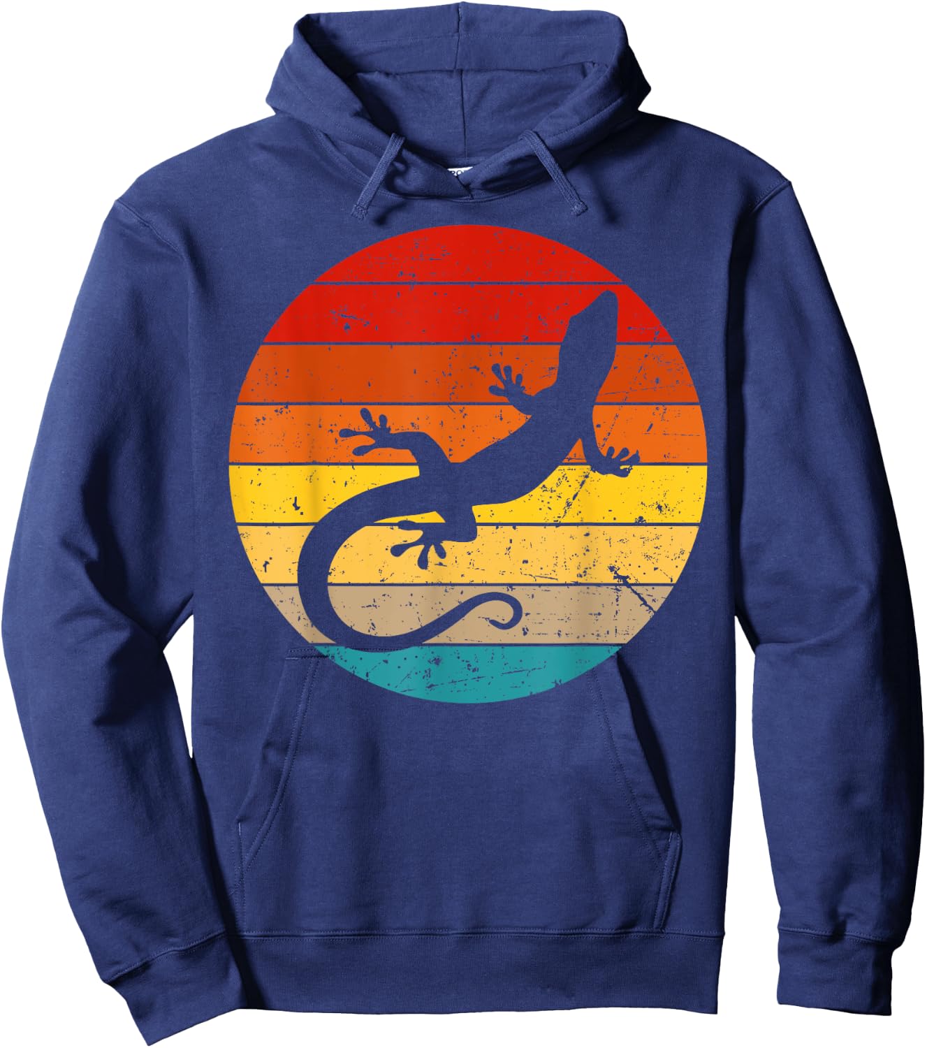 Cool Lizard Women Boy Vintage Crested Leopard Gecko Hoodie - Hoodie | Navy