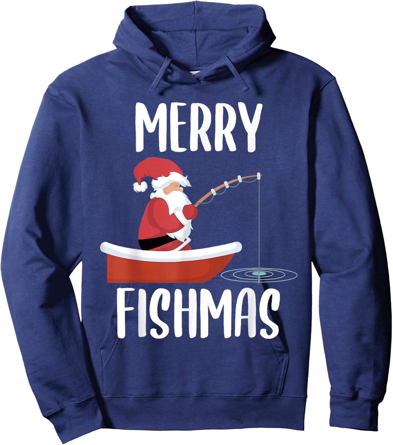Merry Fishmas Funny Santa Fishing Fisherman Christmas Xmas Hoodie - Hoodie | Navy