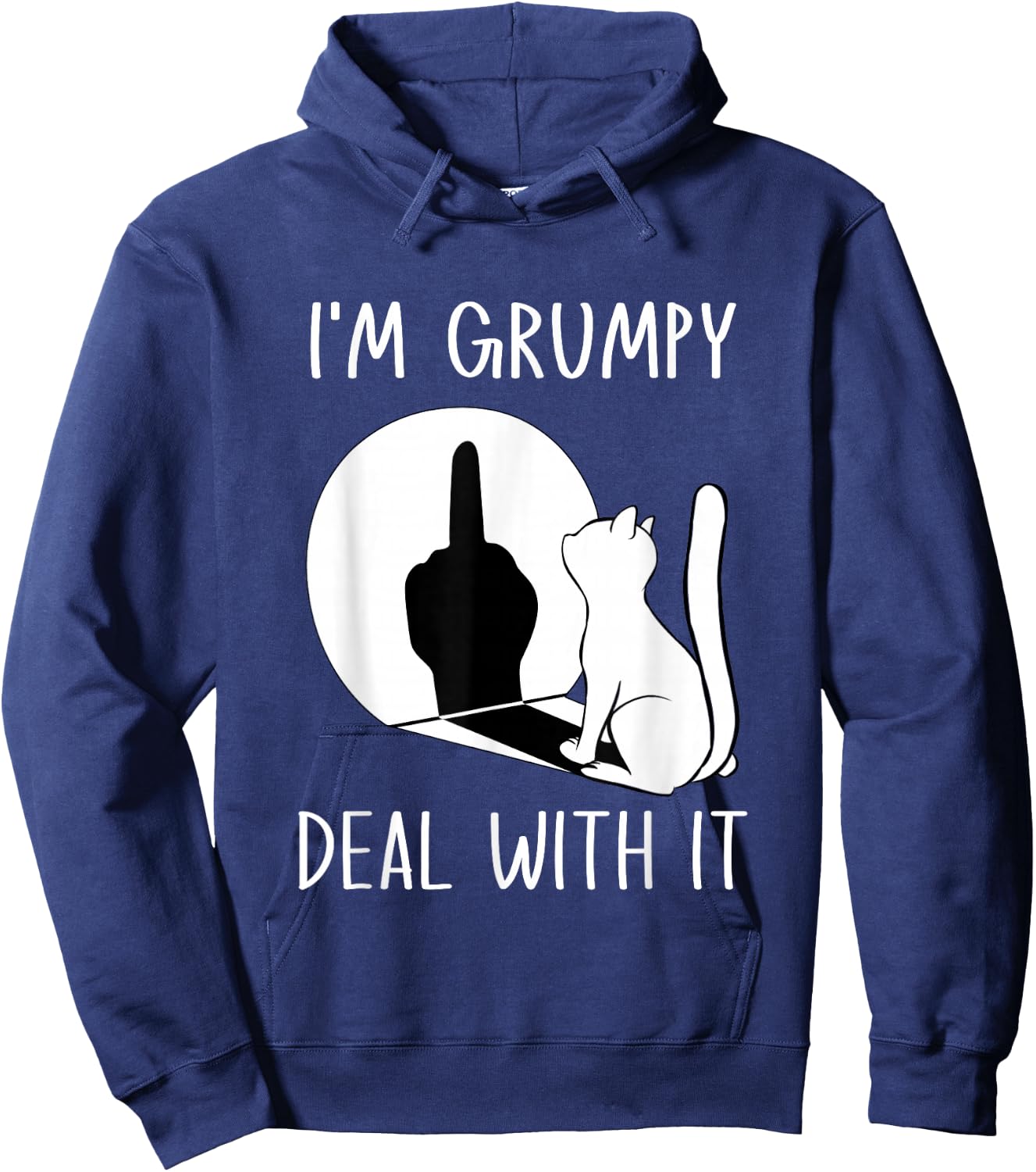 Funny Cat Shadow I'm Grumpy Deal With It Hoodie - Hoodie | Navy