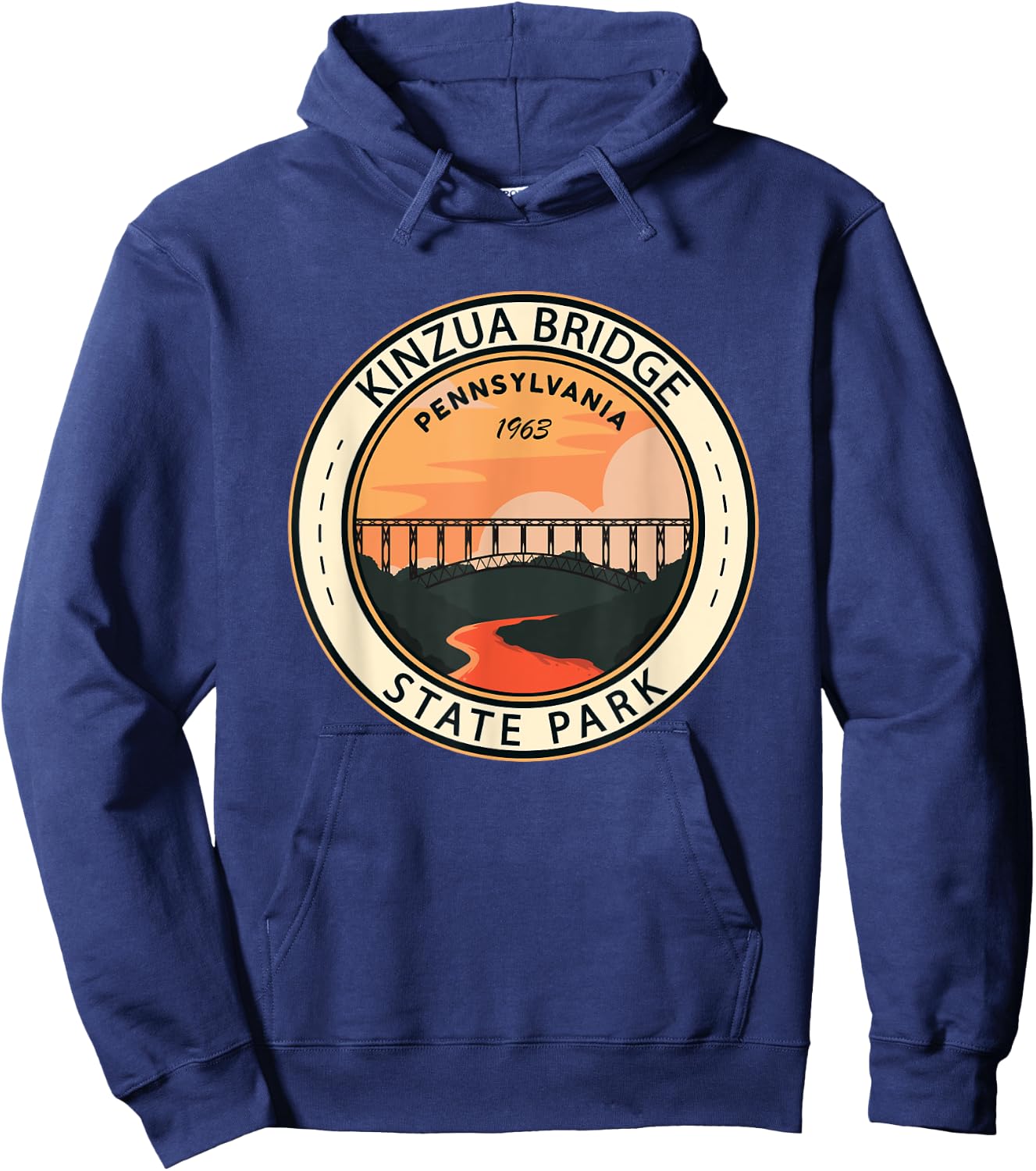Kinzua Bridge State Park Pennsylvania Badge Vintage Hoodie - Hoodie | Navy