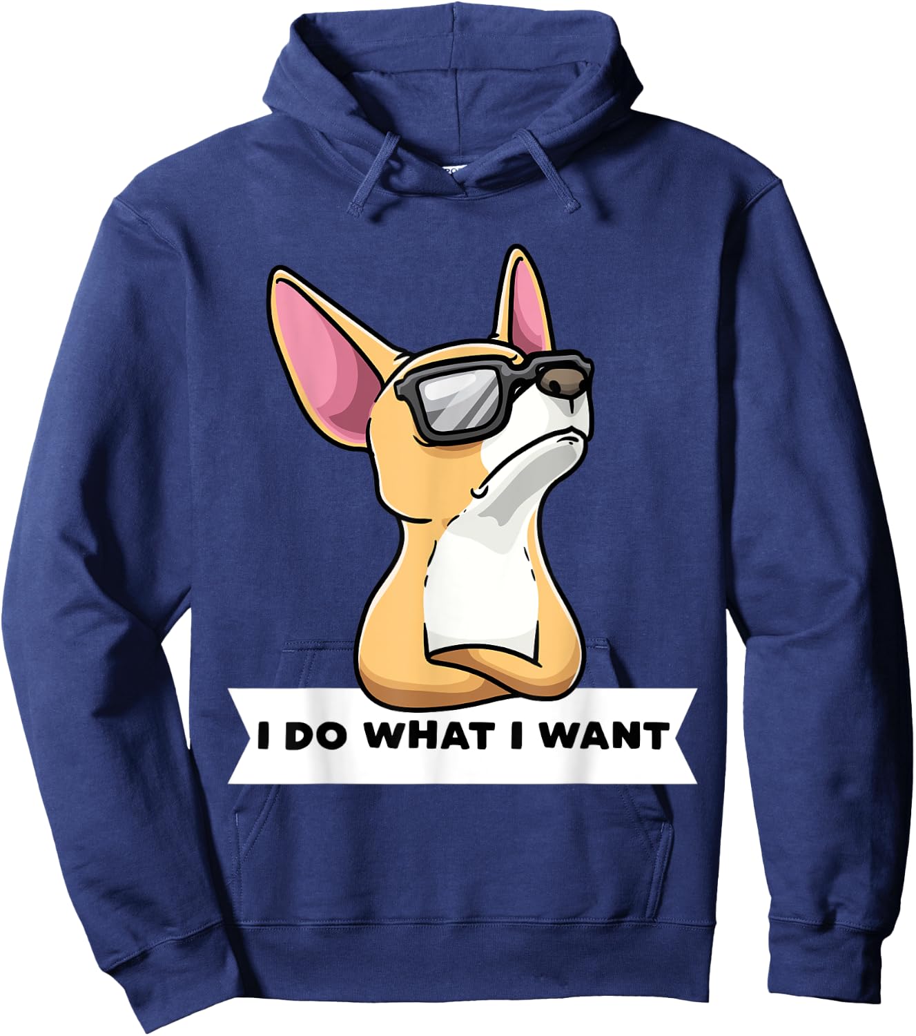 Stubborn Chiweenie Dog With Sunglasses Women Kids Hoodie - Hoodie | Navy