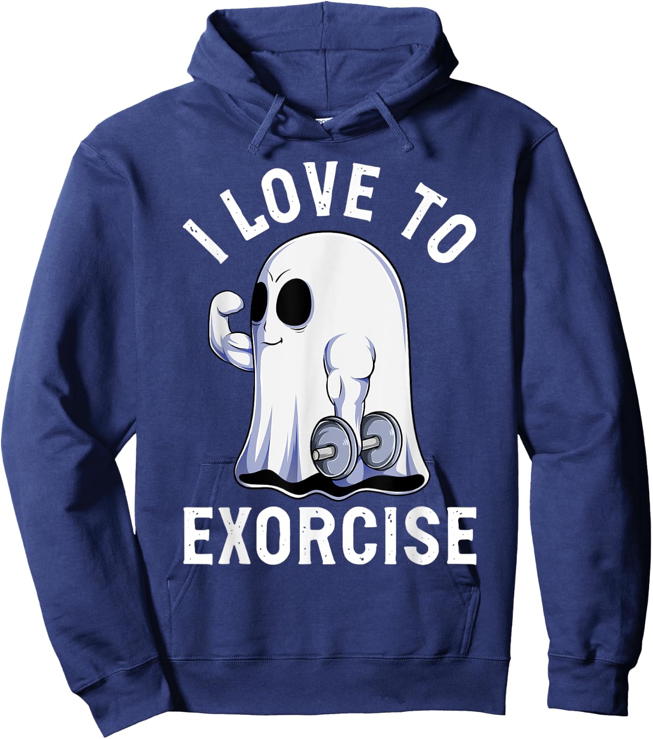 Ghost Funny Gym Workout Bodybuilding Humor Spooky Halloween Hoodie - Hoodie | Navy