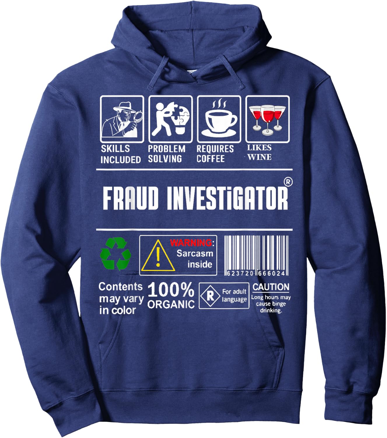 Fraud Investigator Packaging & Handling Label Coffee Wine Hoodie - Hoodie | Navy