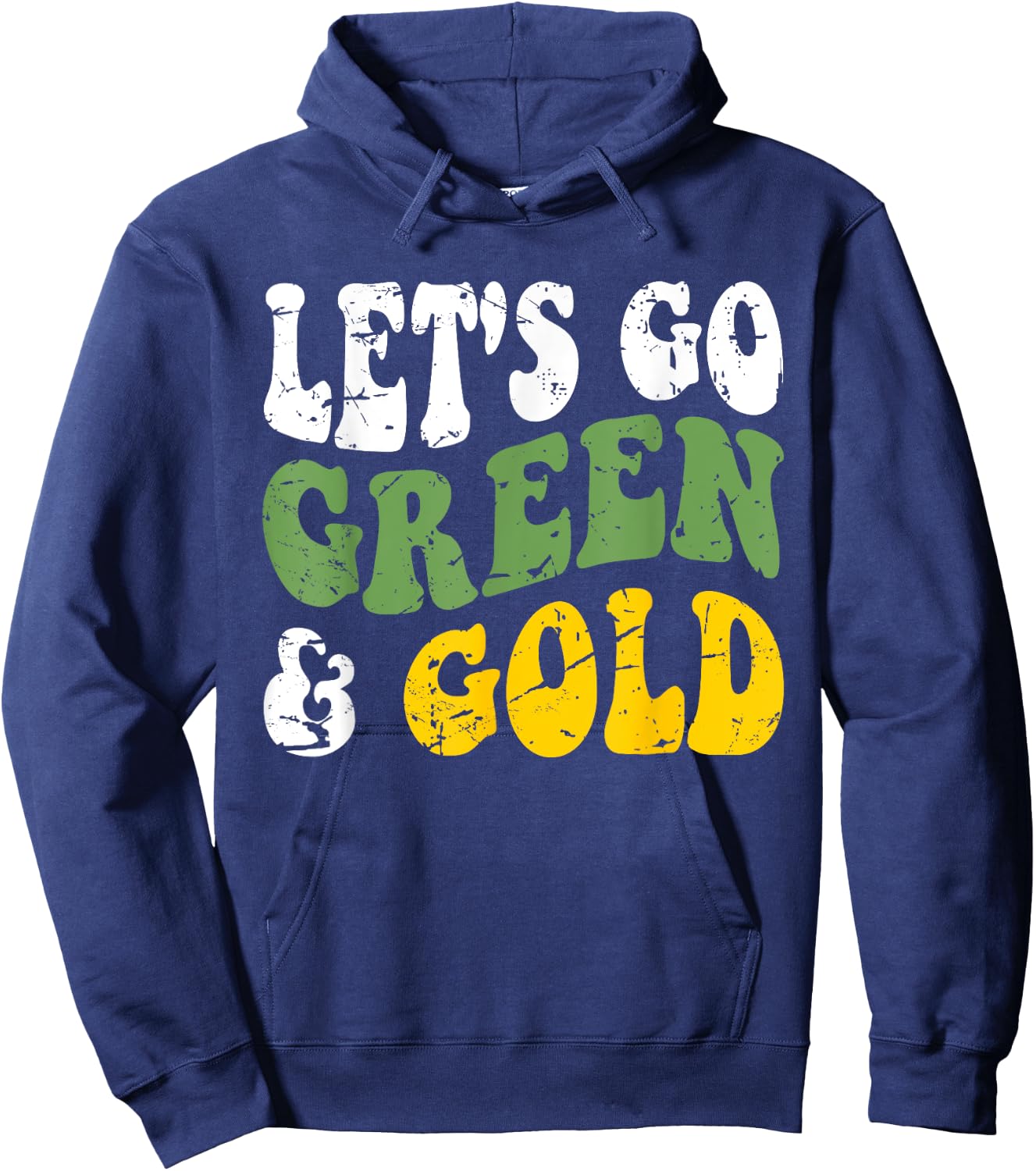 Let's Go Green & Gold Groovy Game Day Team Favorite Colors Hoodie - Hoodie | Navy