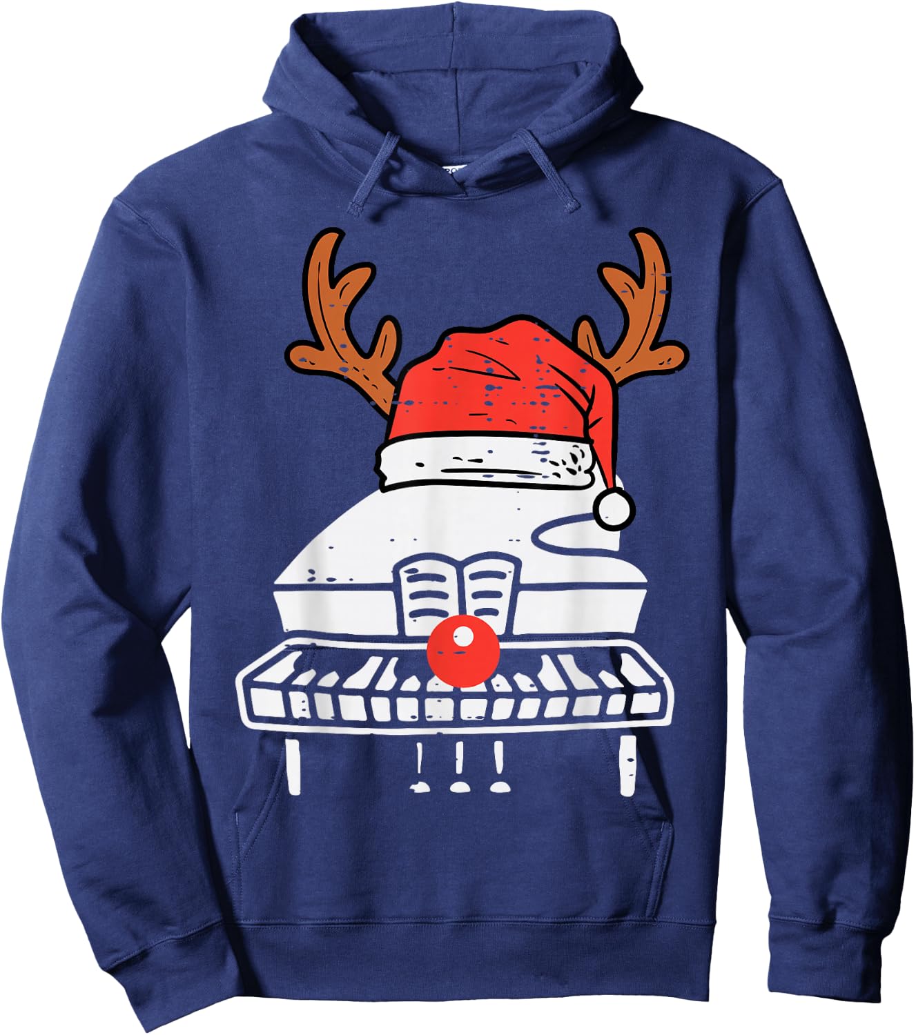 Piano Christmas Reindeer Music Instrument Band Xmas Hoodie - Hoodie | Navy