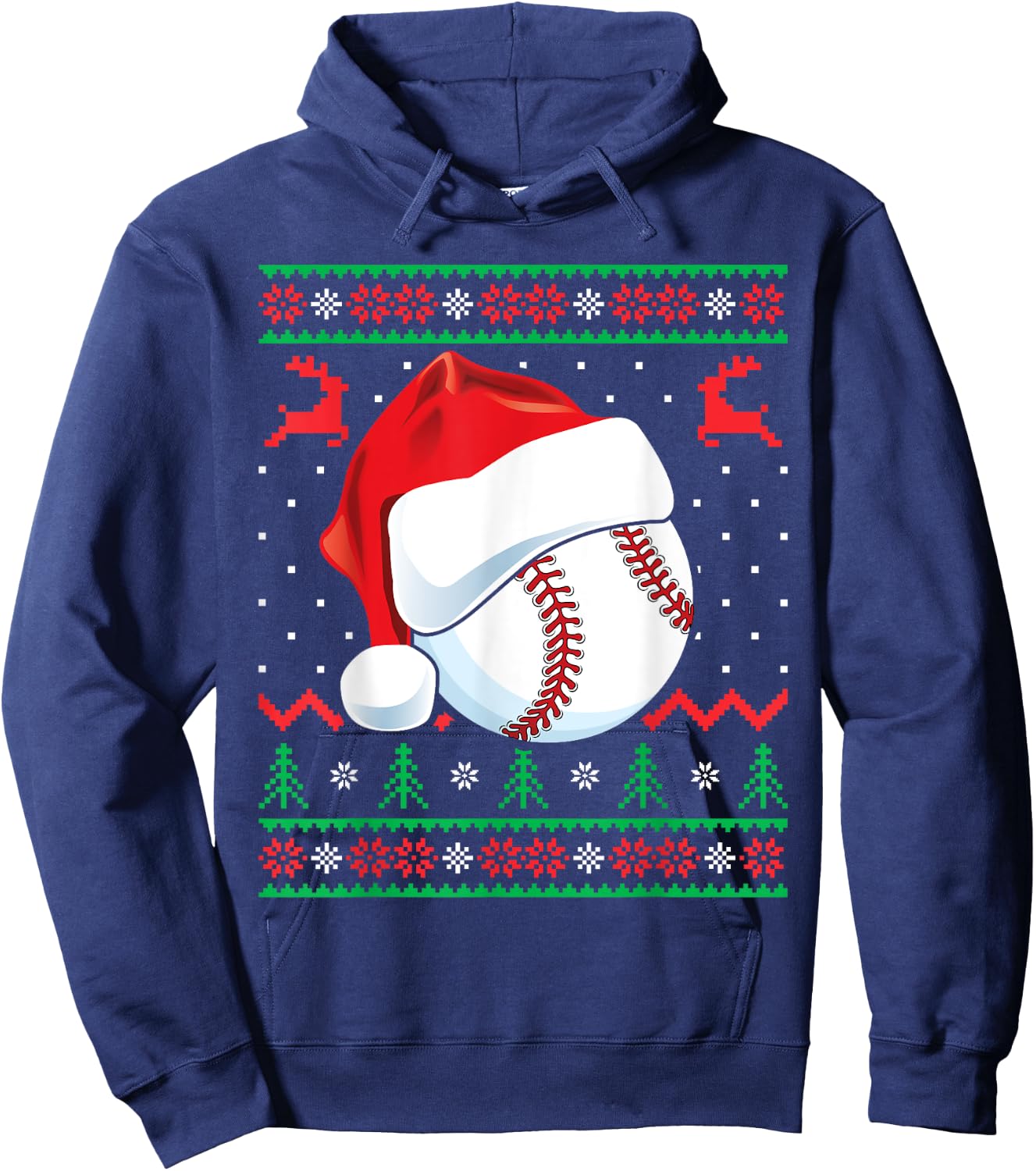 Funny Baseball Ugly Christmas Sweater Boys Sports Xmas Hoodie - Hoodie | Navy