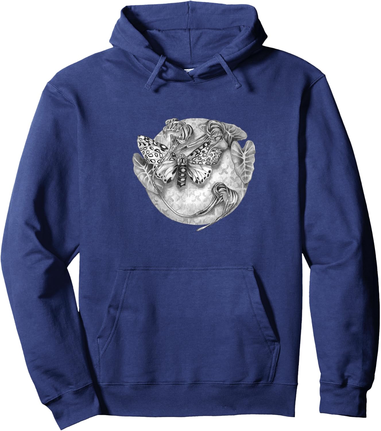 Giant leopard moth and leaves novelty design plants insects Hoodie - Hoodie | Navy