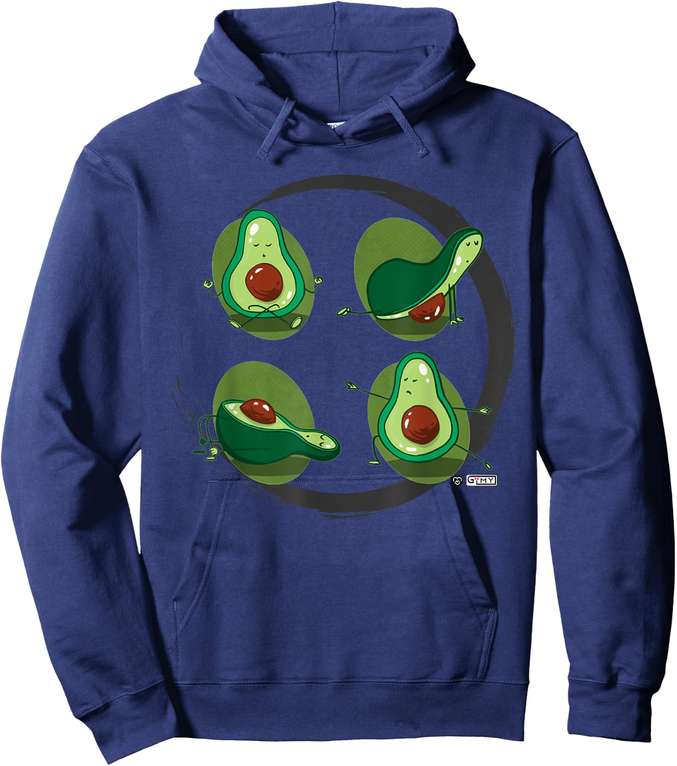 Yogavocado Poses, Funny Tropical Fruit Doing Yoga Poses Hoodie - Hoodie | Navy