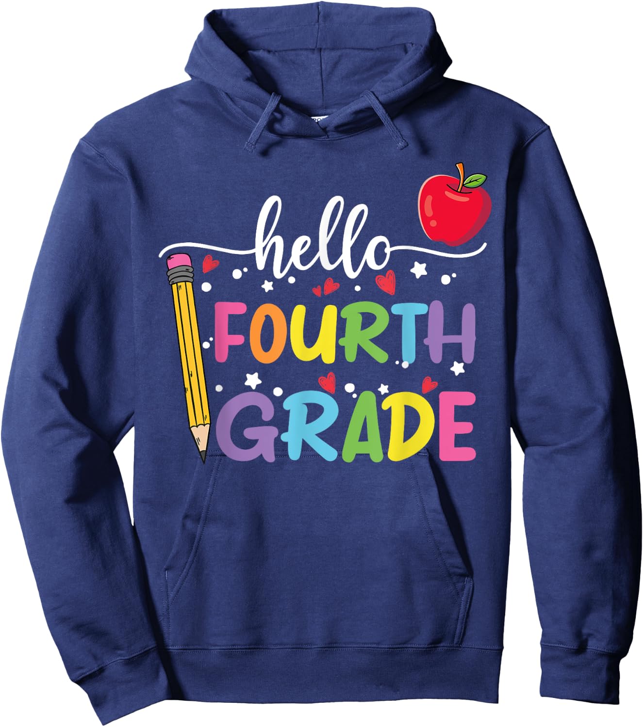Hello Fourth Grade Team 4th Grade Back to School Teacher Kid Hoodie - Hoodie | Navy