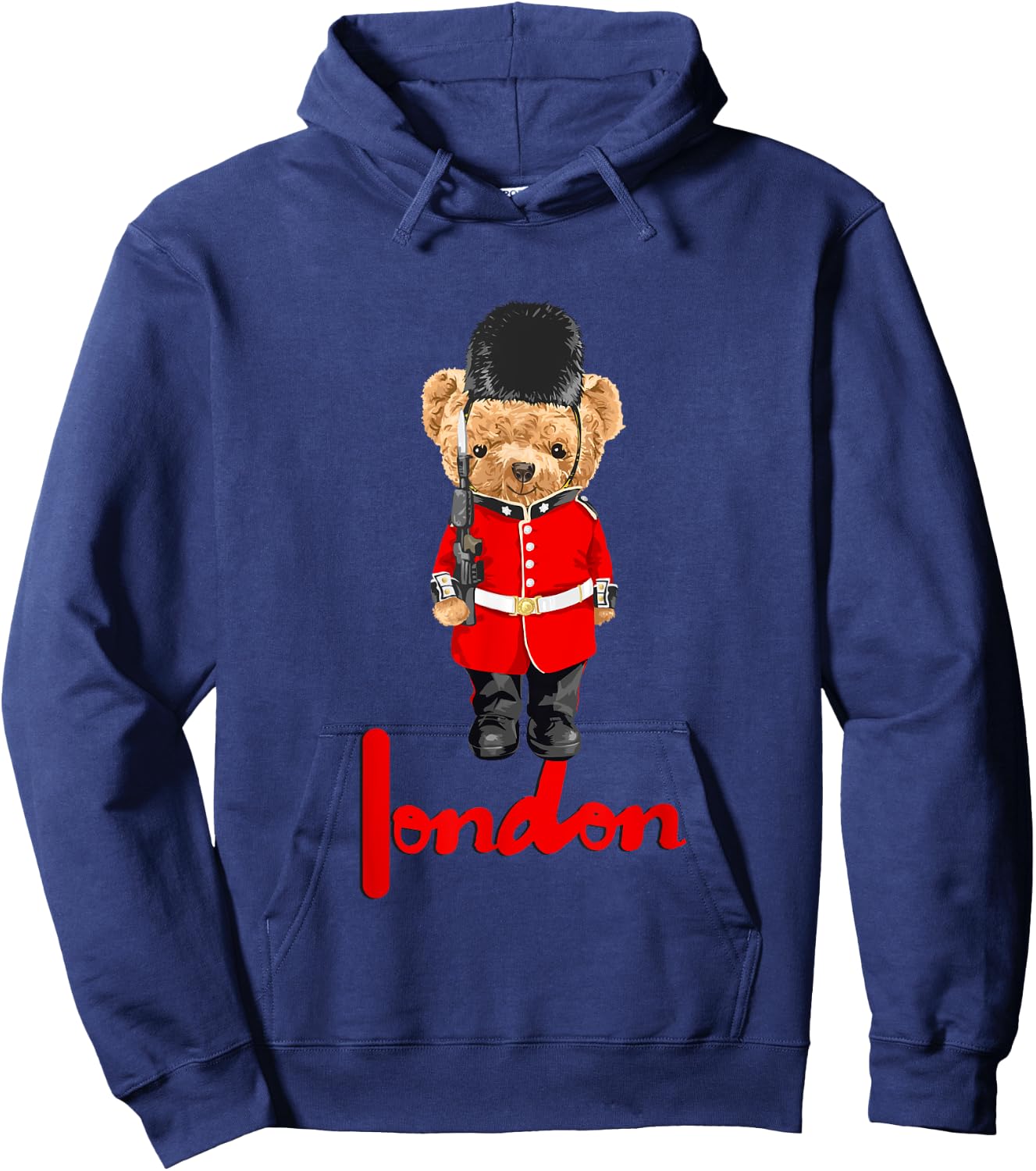 Cool London Teddy Bear Illustration Novelty Graphic Designs Hoodie - Hoodie | Navy