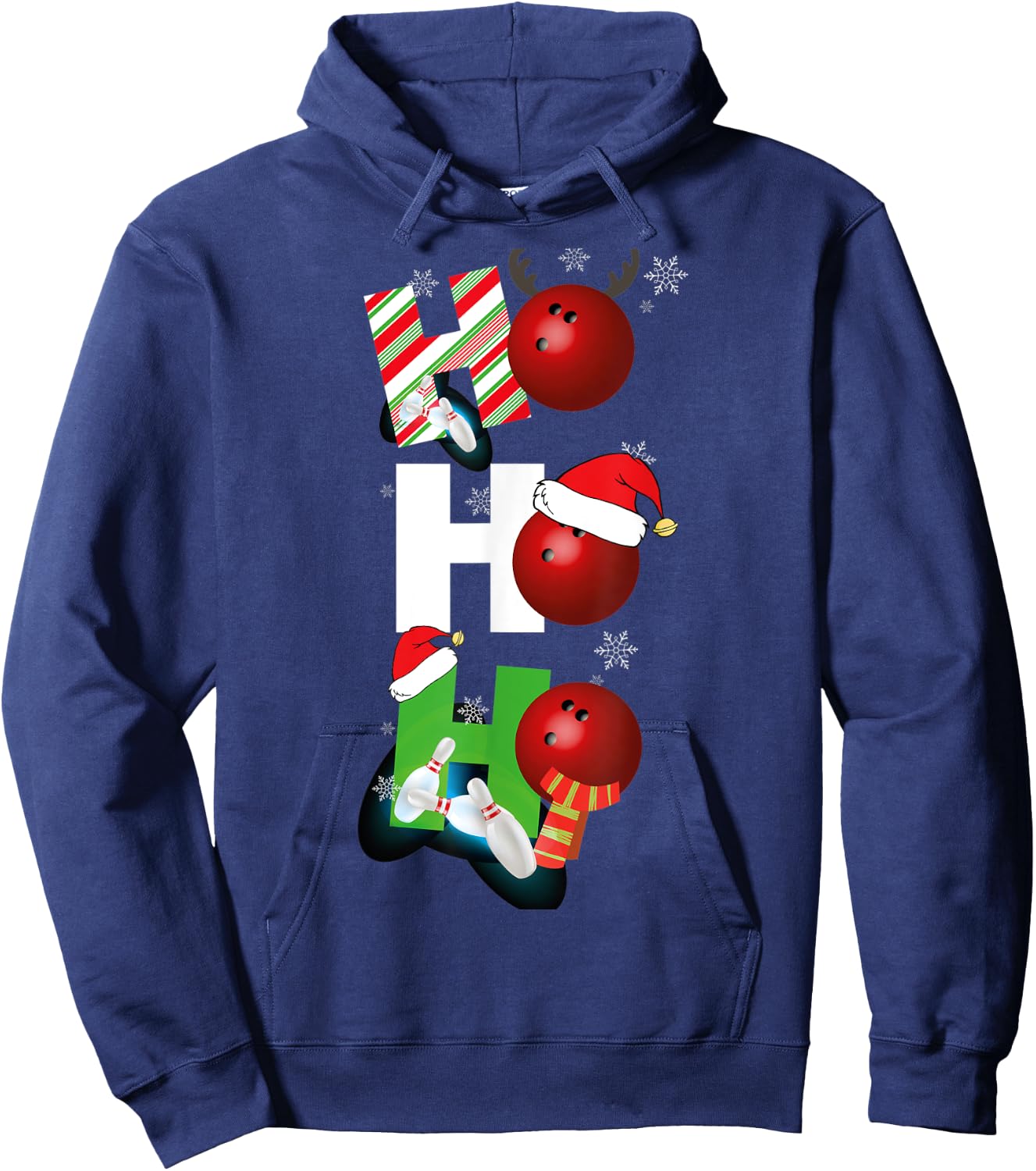 Funny Christmas Bowling Alley Pajamas Player Matching Bowler Hoodie - Hoodie | Navy