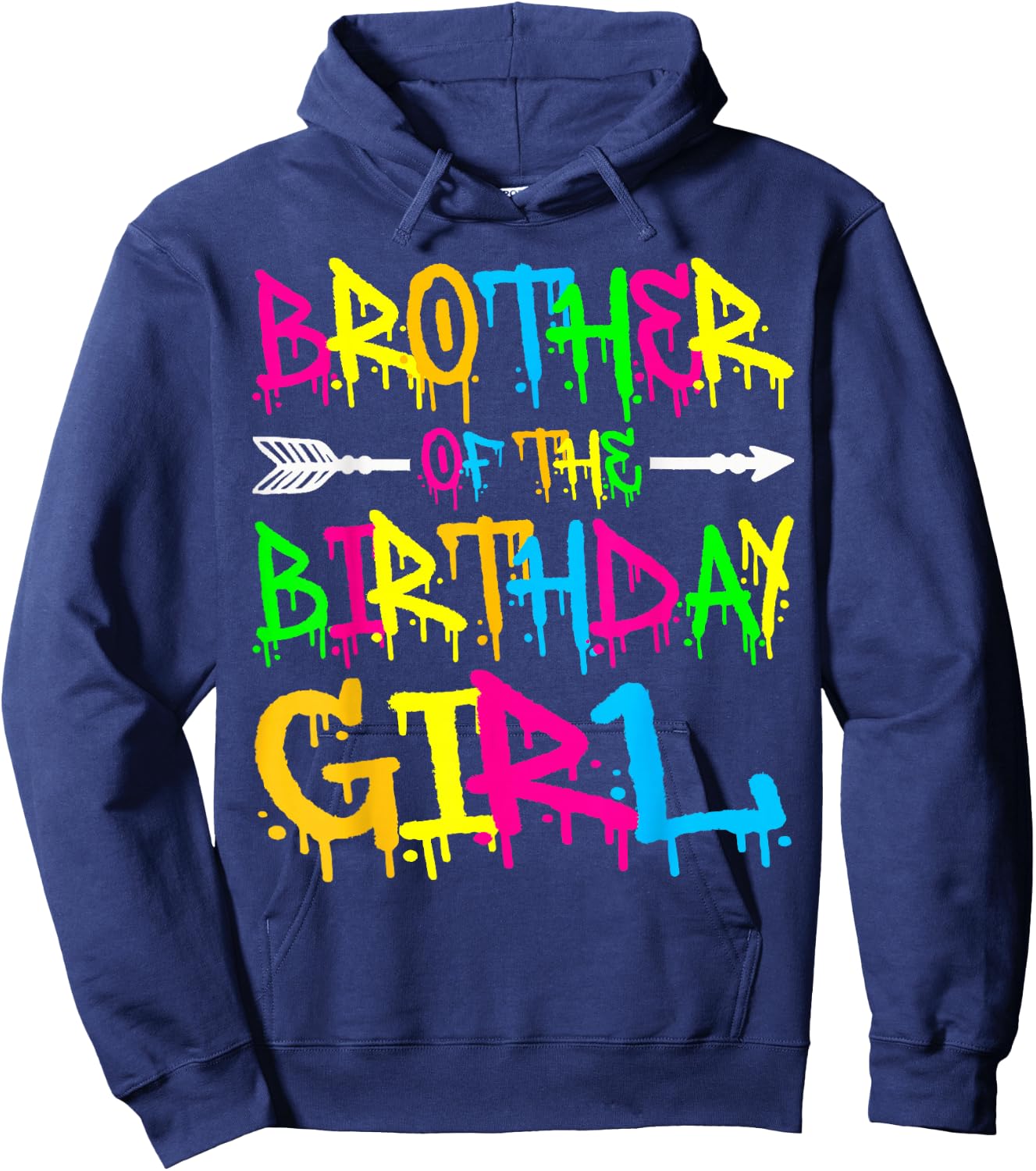 Brother of the Birthday Girl Retro 80's Party Shirt Hoodie - Hoodie | Navy