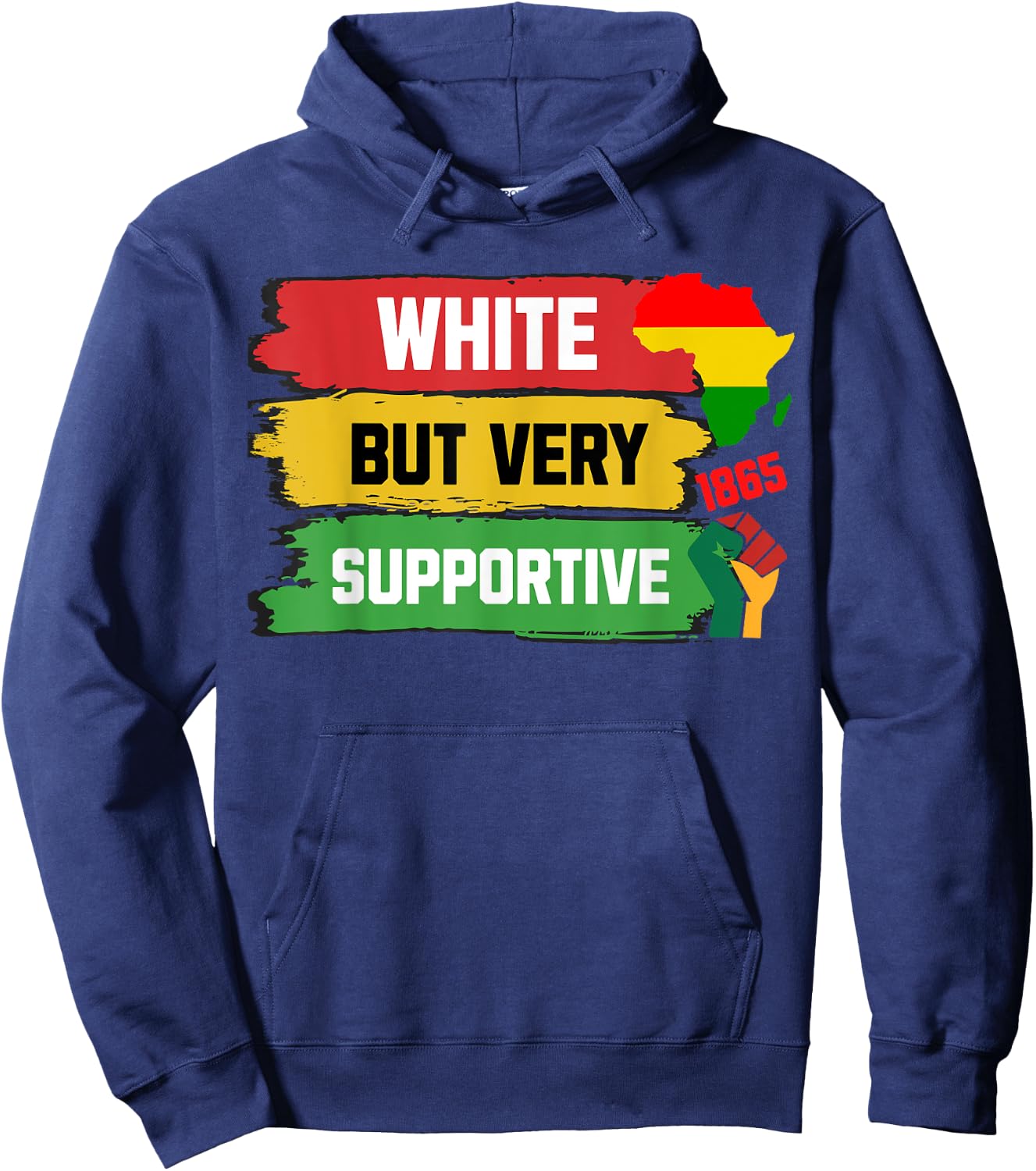 White But Supportive Ally Black History Month Juneteenth Hoodie - Hoodie | Navy