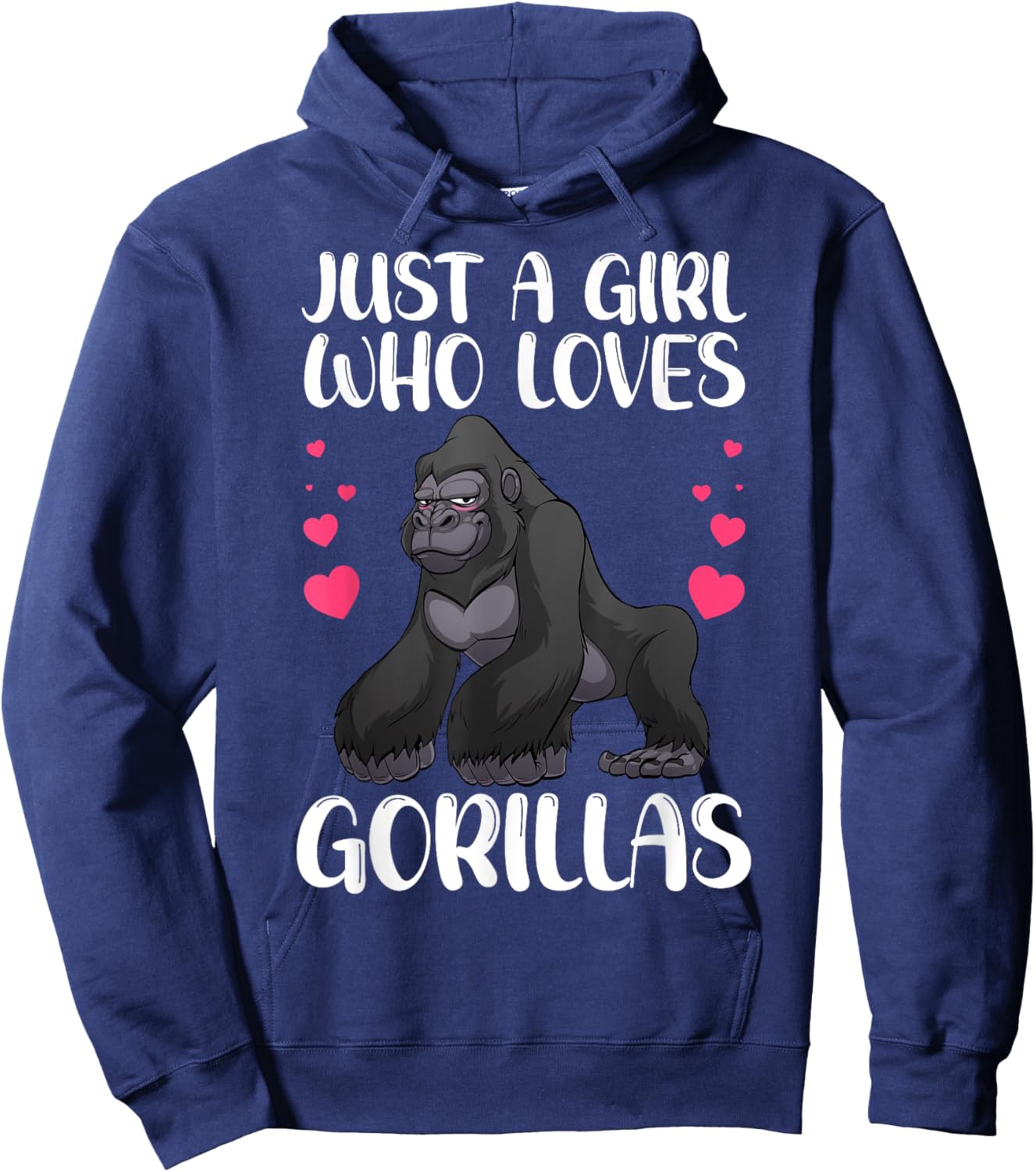Funny Gorilla Design For Girls Kids Women Gorilla Ape Lover Hoodie - Hoodie | Navy