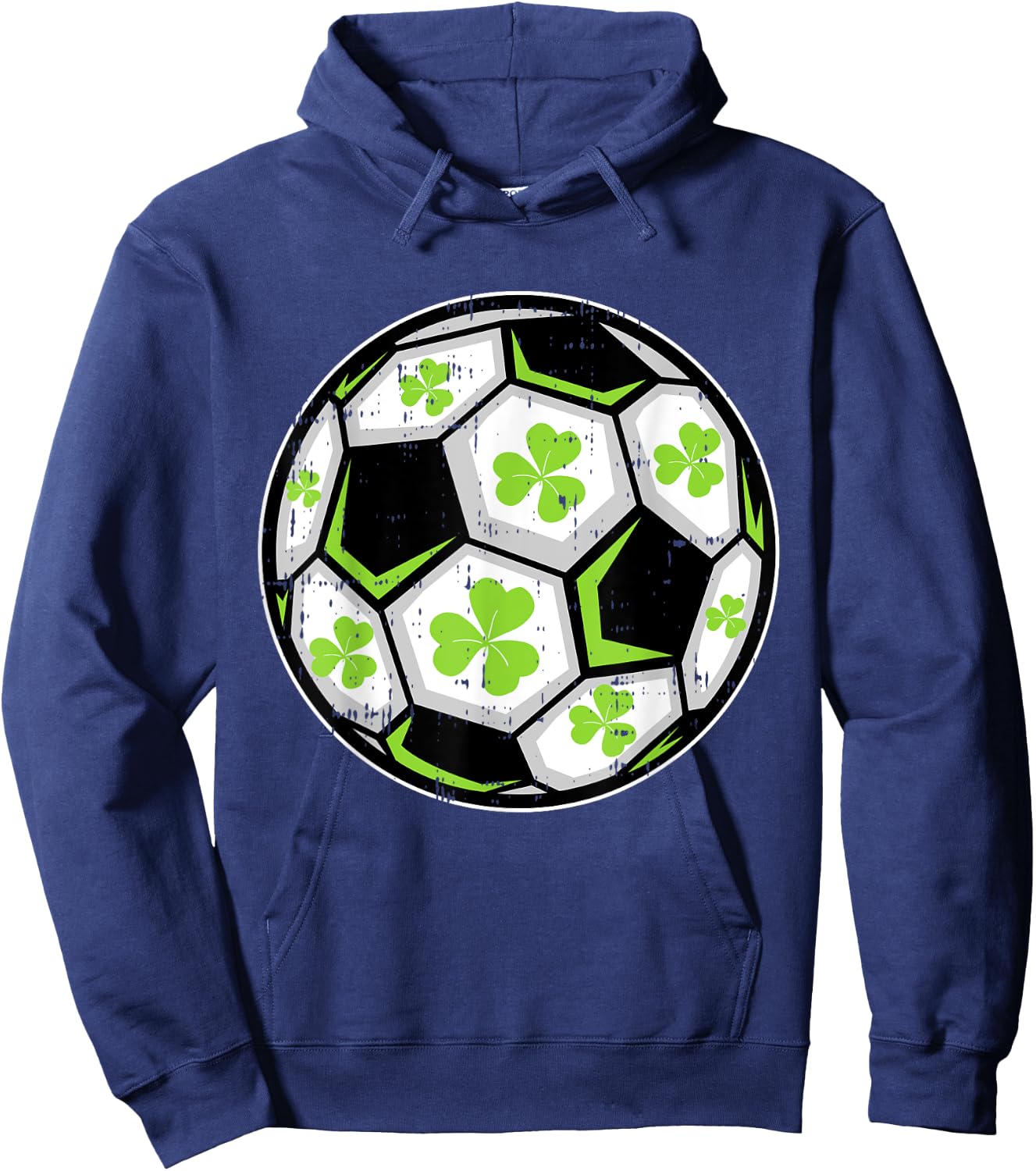 Soccer Ball Shamrock St Patricks Day Clover Sport Boys Girls Hoodie - Hoodie | Navy