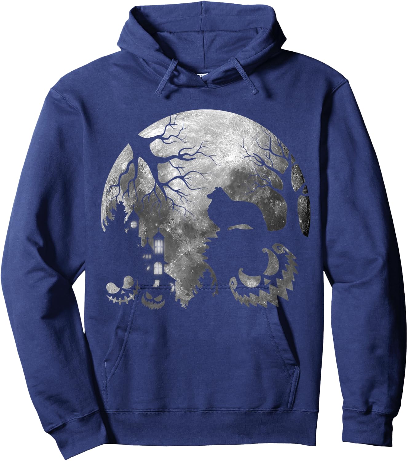 Sheltie Dog Moon Howl in Forest Halloween Costume Men Women Kids Hoodie - Hoodie | Navy