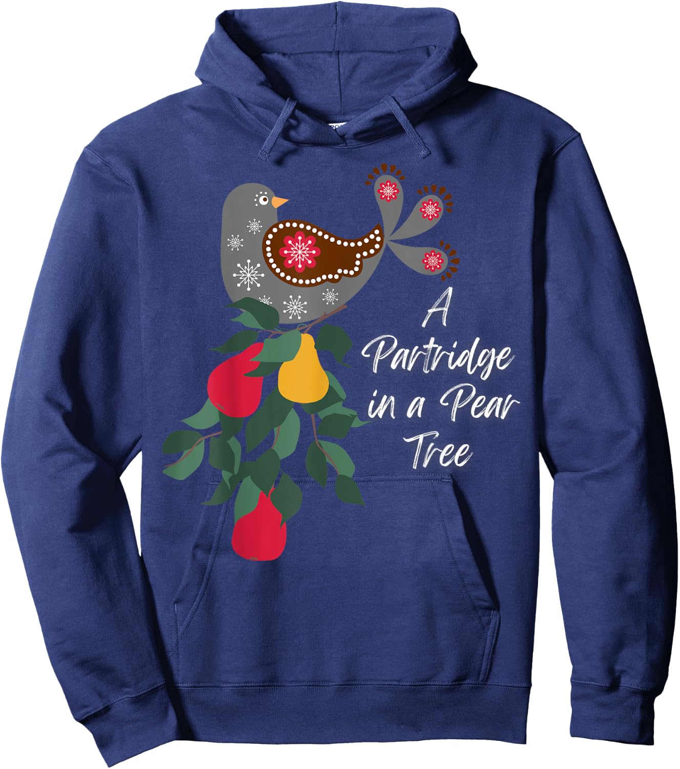 LittleFeats -Adult 12 Days of Christmas Song , Black, Small, Short Sleeve, Classic Fit, Cotton 60% Polyester 40% Hoodie - Hoodie | Navy