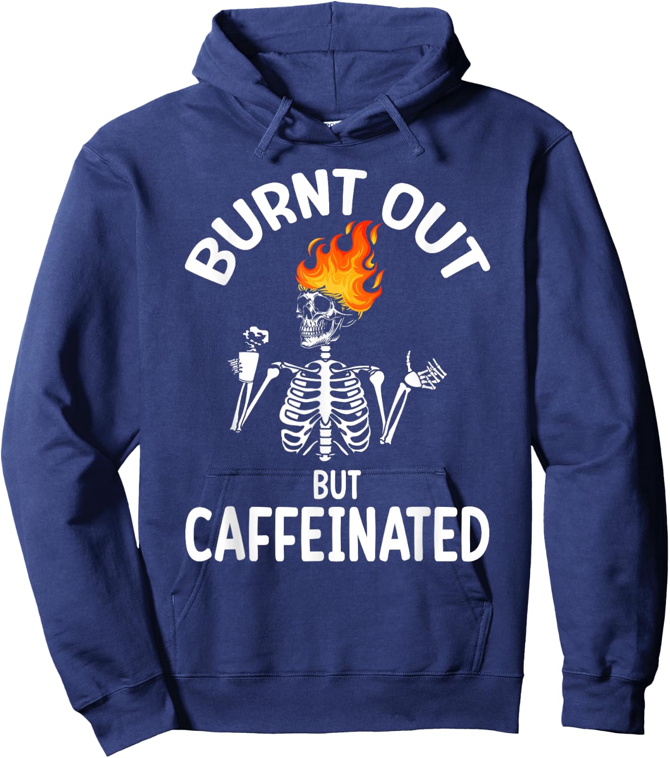 Burn Out Funny Skeleton Hoodie - Hoodie | Navy