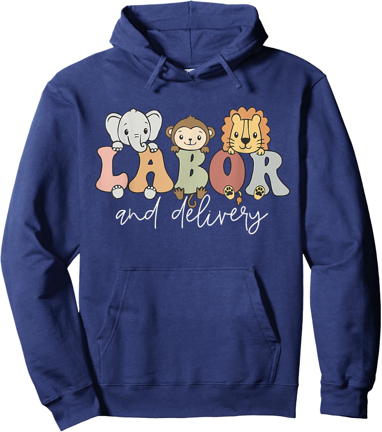 Funny Cute Safari Baby Animals Labor And Delivery Nurse Hoodie - Hoodie | Navy