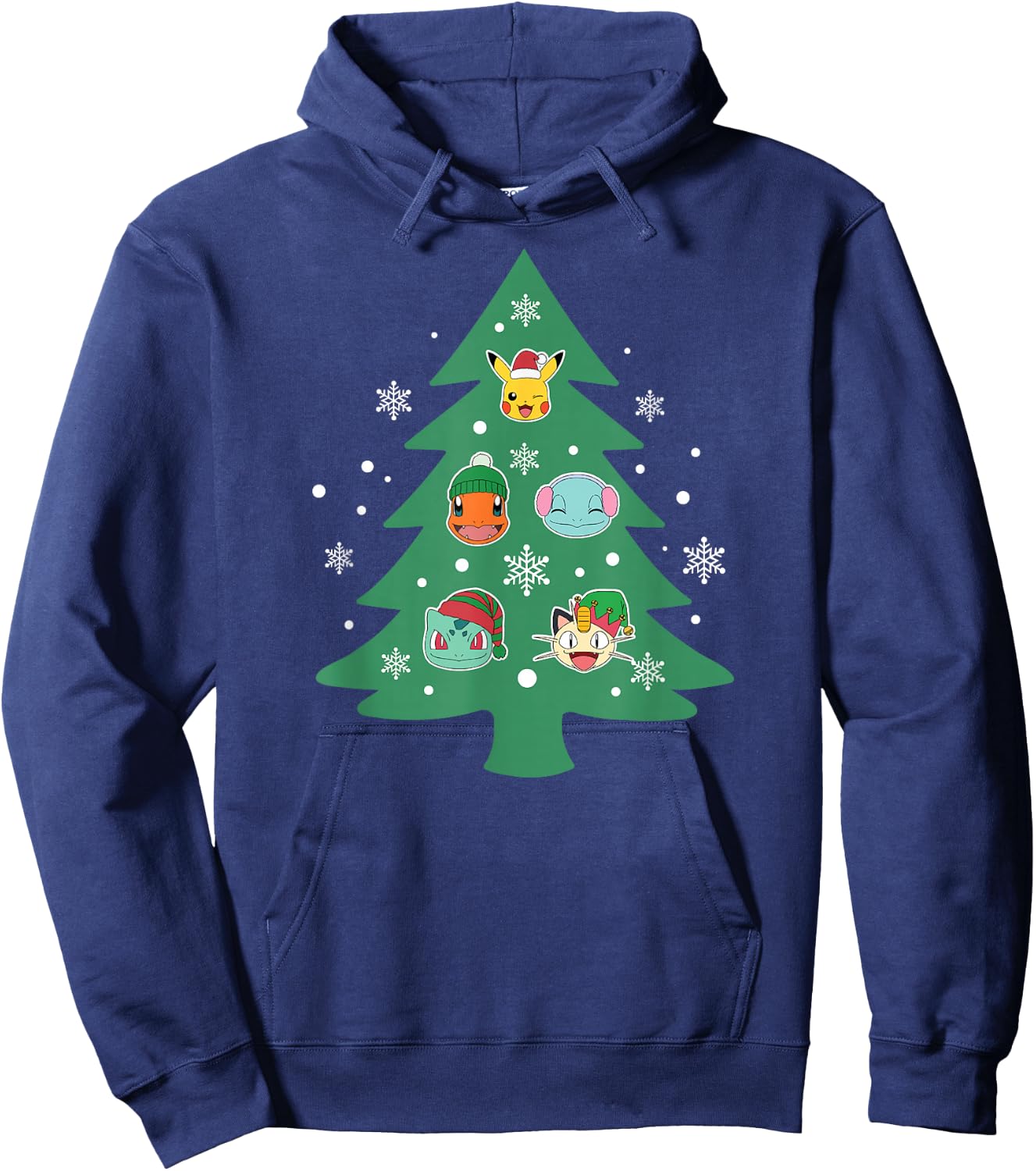 Pokémon - Christmas Tree Character Face Ornaments Hoodie - Hoodie | Navy