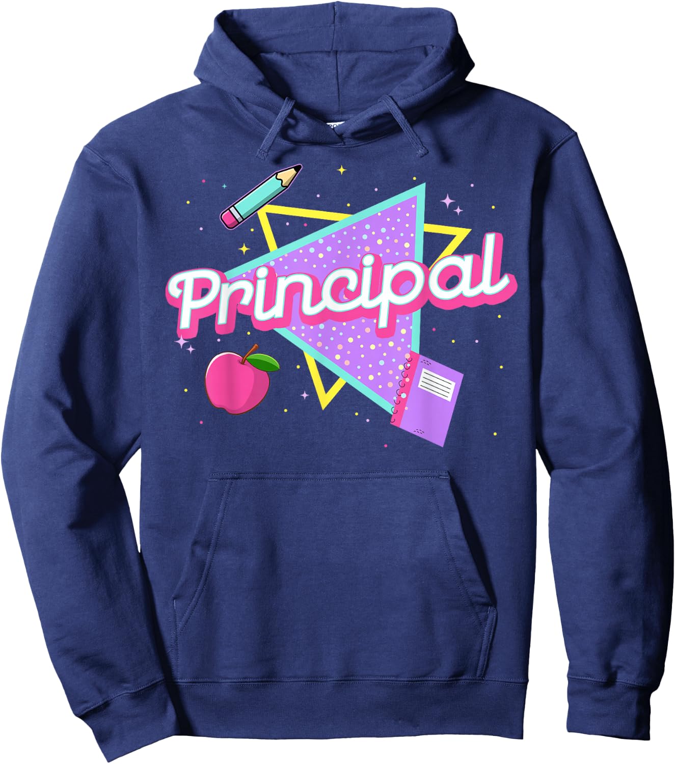 Cute Principal Shirt Retro 80's 90's Style Principal Gifts Hoodie - Hoodie | Navy