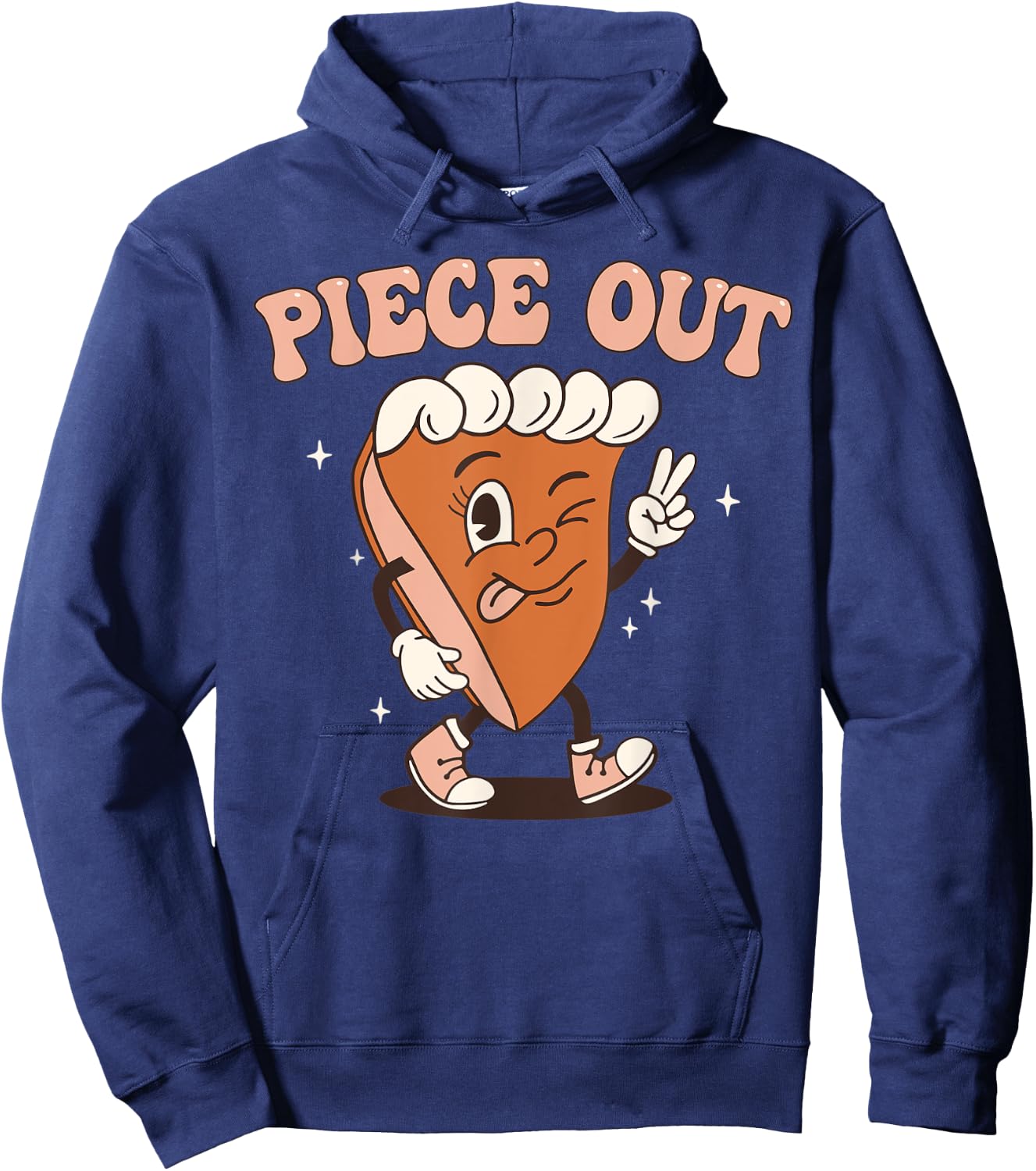 Groovy Thankful Pumpkin Pie Retro Piece Out Thanksgiving Hoodie - Hoodie | Navy