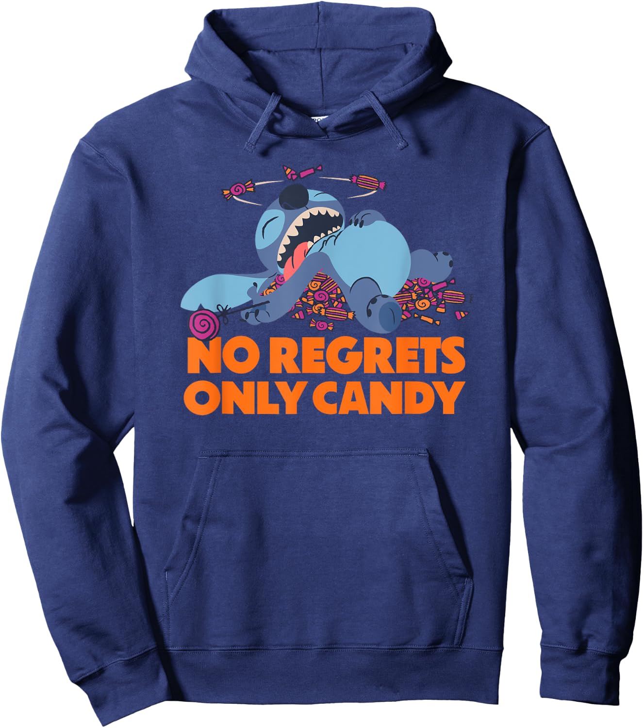 Amazon Essentials Stitch Halloween No Regrets Only Candy Hoodie - Hoodie | Navy