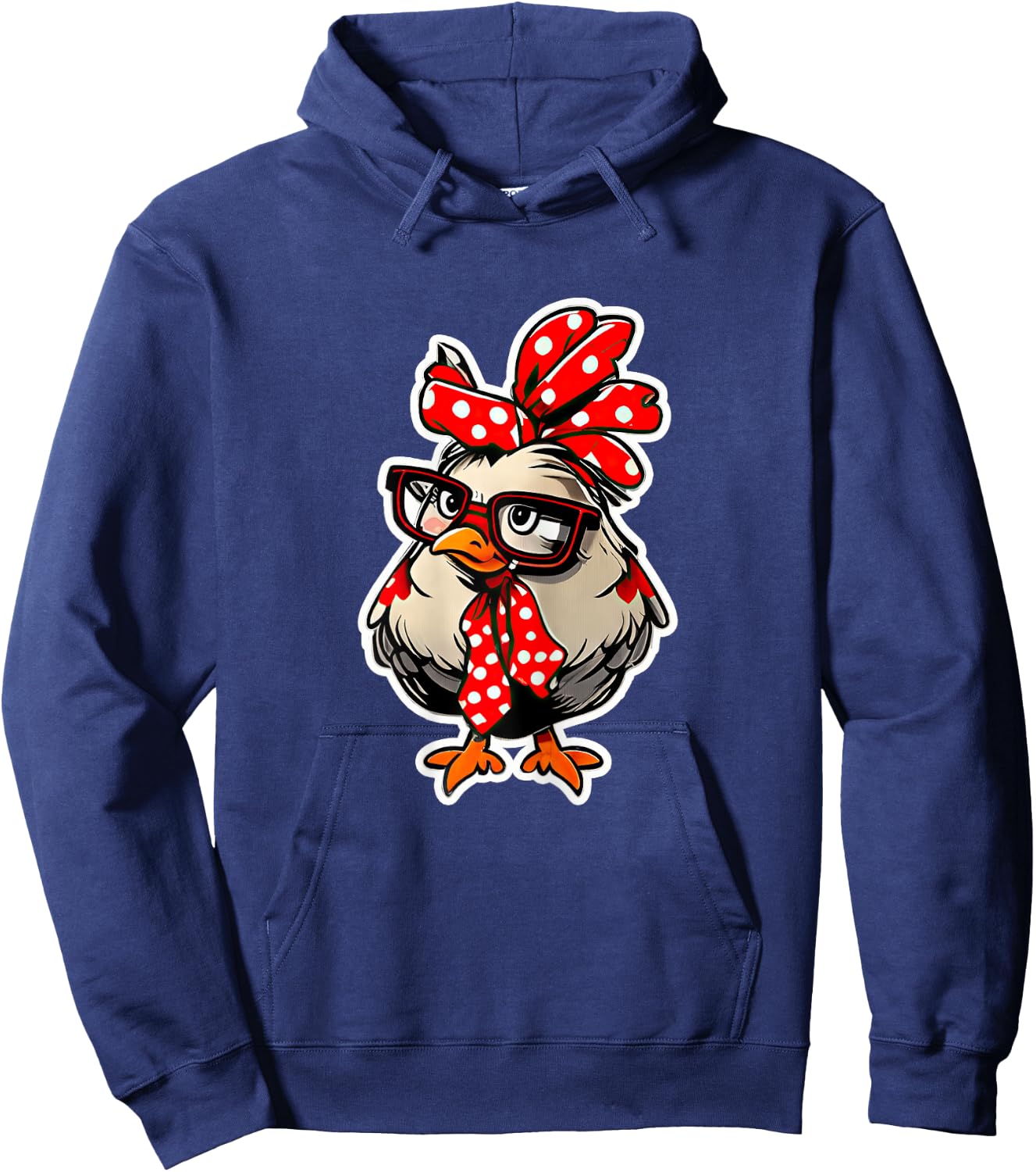 Cute Chicken With Bandana Headband and Glasses Women Girl Hoodie - Hoodie | Navy